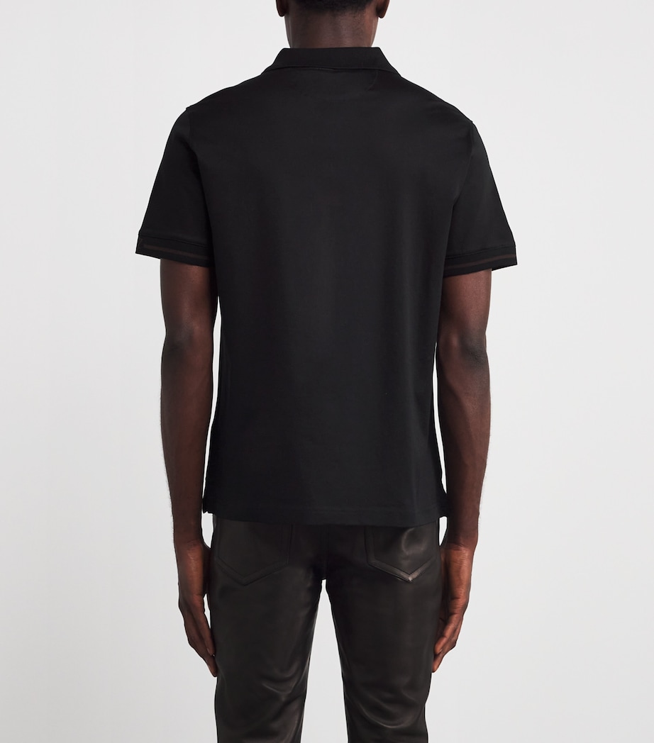Cotton Quarter-Zip Polo Shirt 20 BLACK Image 4