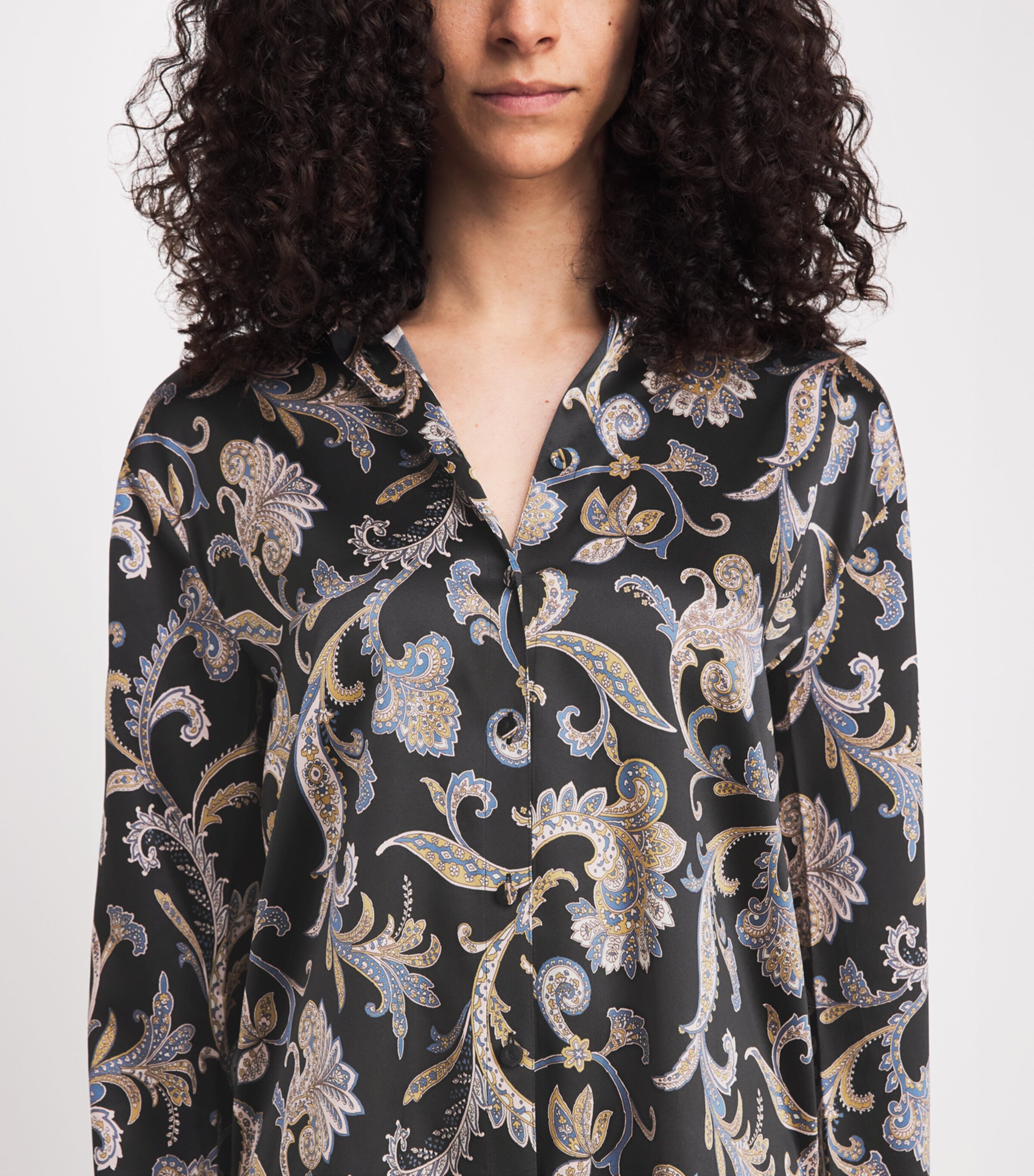 Veronica Beard Womens Paisley Lloyd Shirt Black Multi Image 3