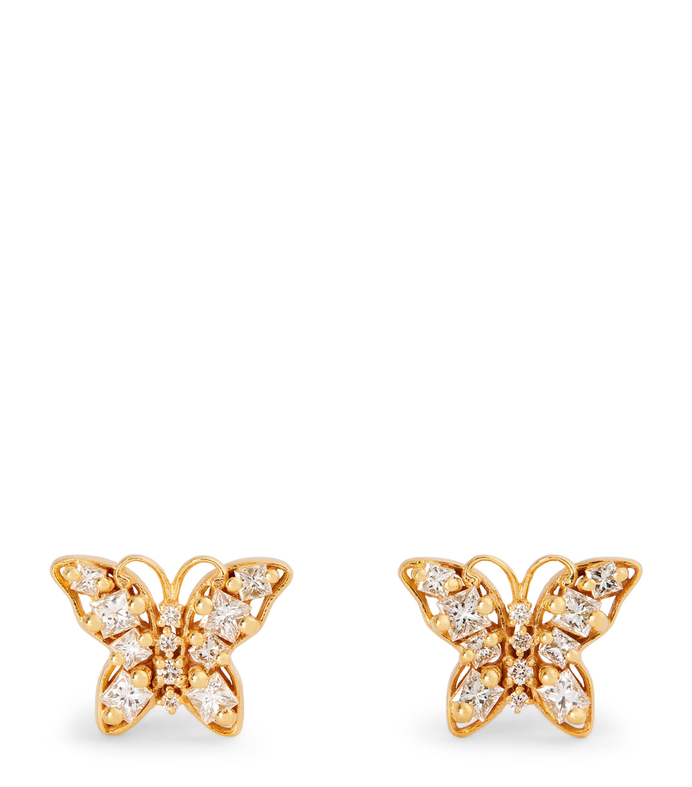 Suzanne Kalan Yellow Gold And Diamond Mini Butterfly Stud Earrings In Gold