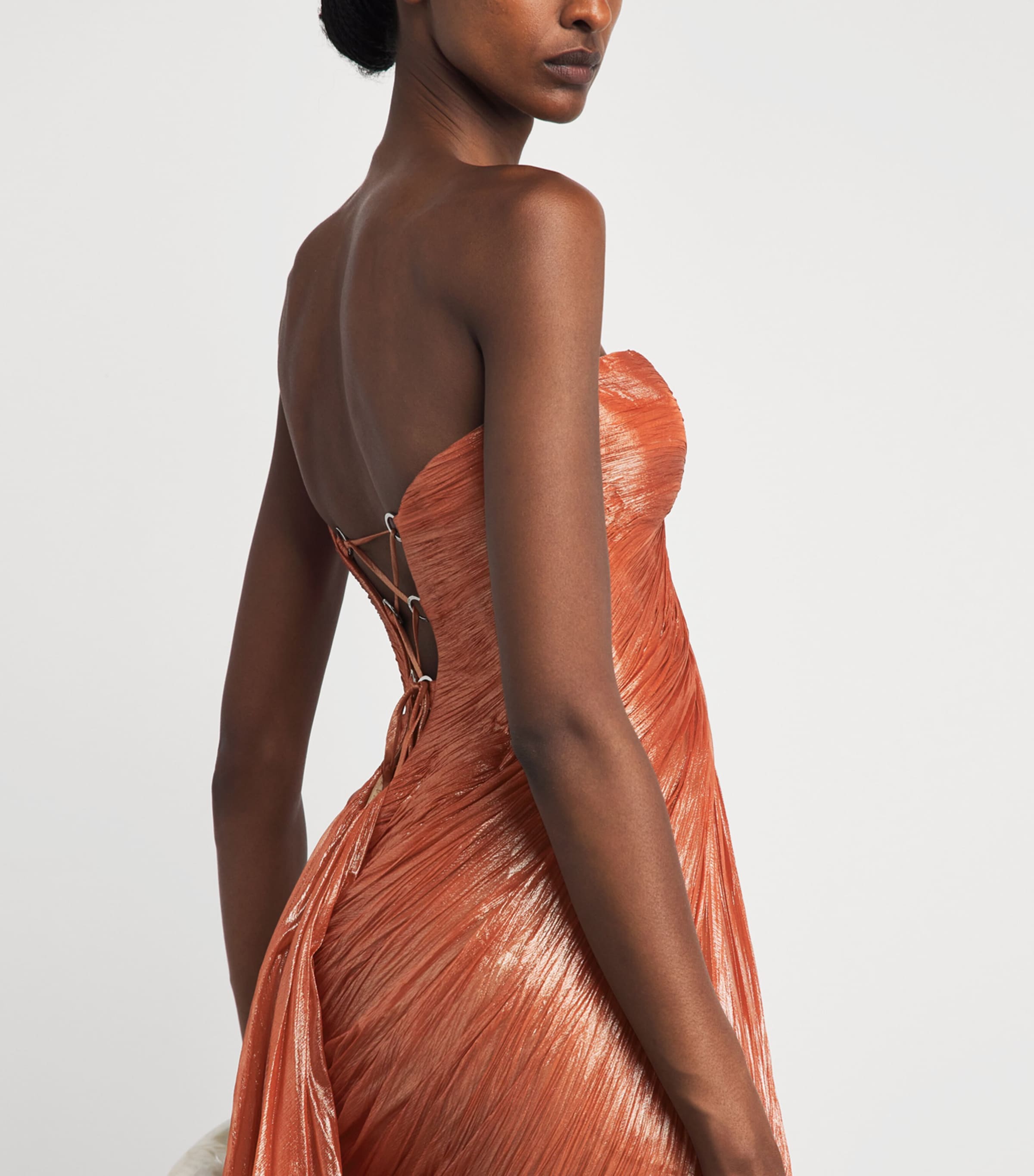 Maria Lucia Hohan Womens Silk Salima Bustier Gown Peach Fizz Image 5