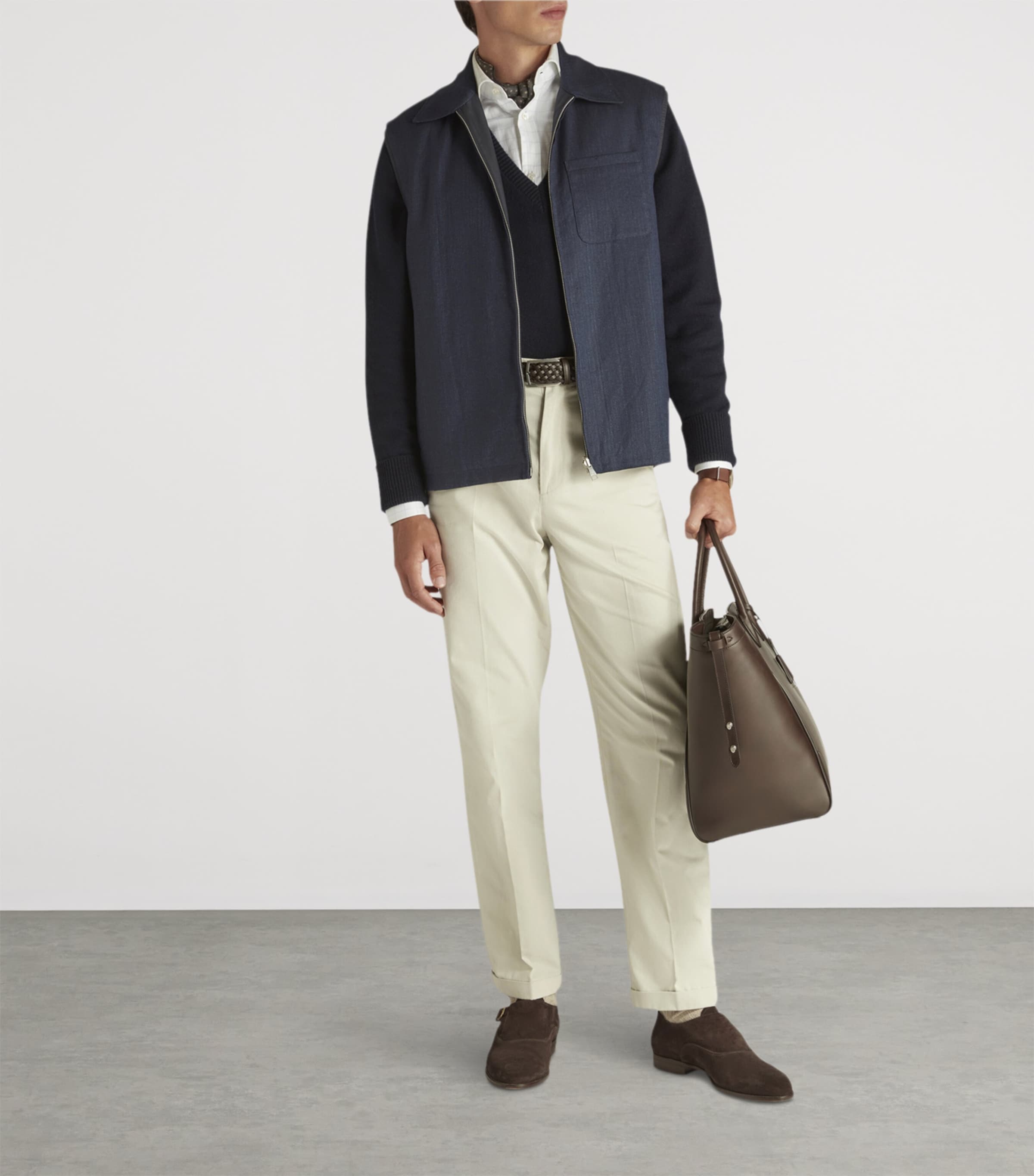 Linen Reversible Gilet 410NAVY Image 8