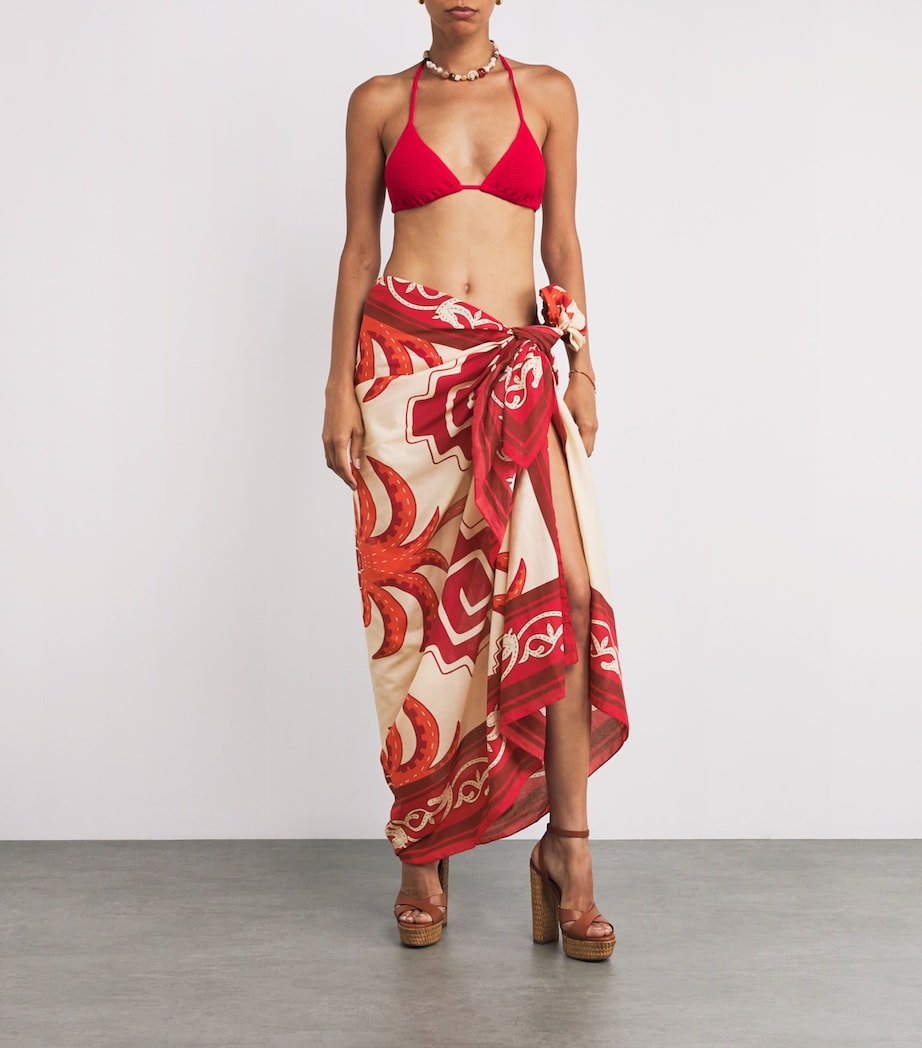 Cotton Palm Pareo MEXIC RED/ECRU/WINE Image 2