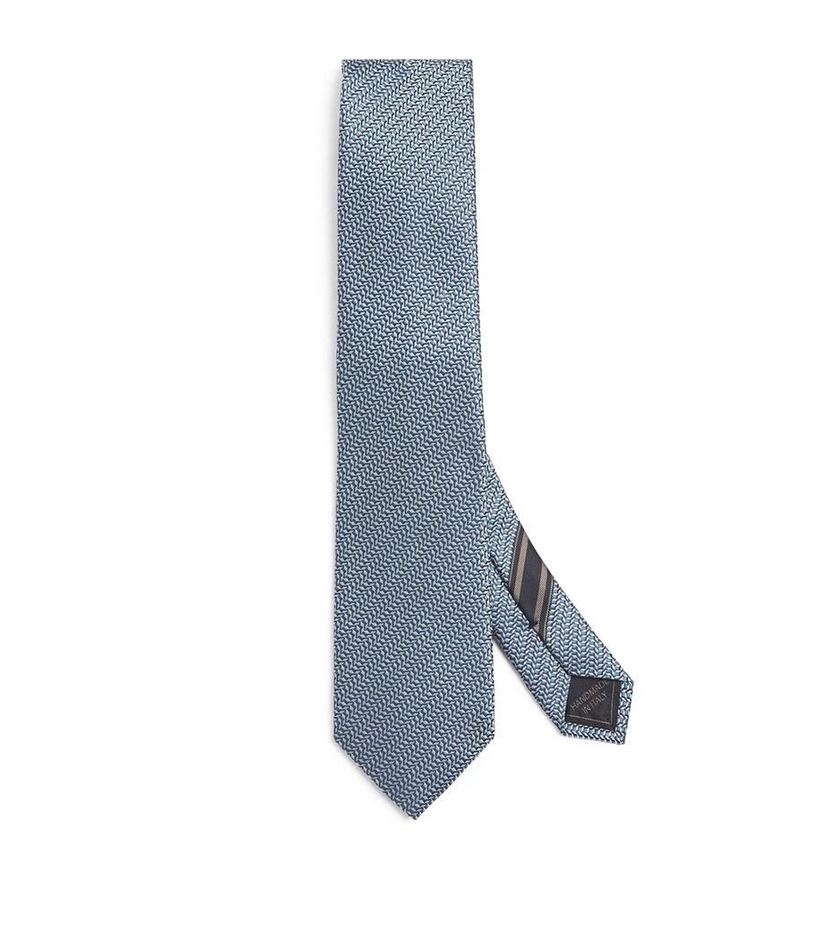 Brioni Silk Geometric-Jacquard Tie Image 1