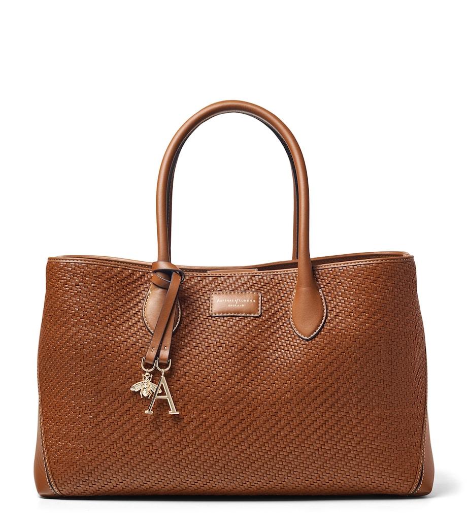 Woven Leather London Tote Bag TAN Image 1