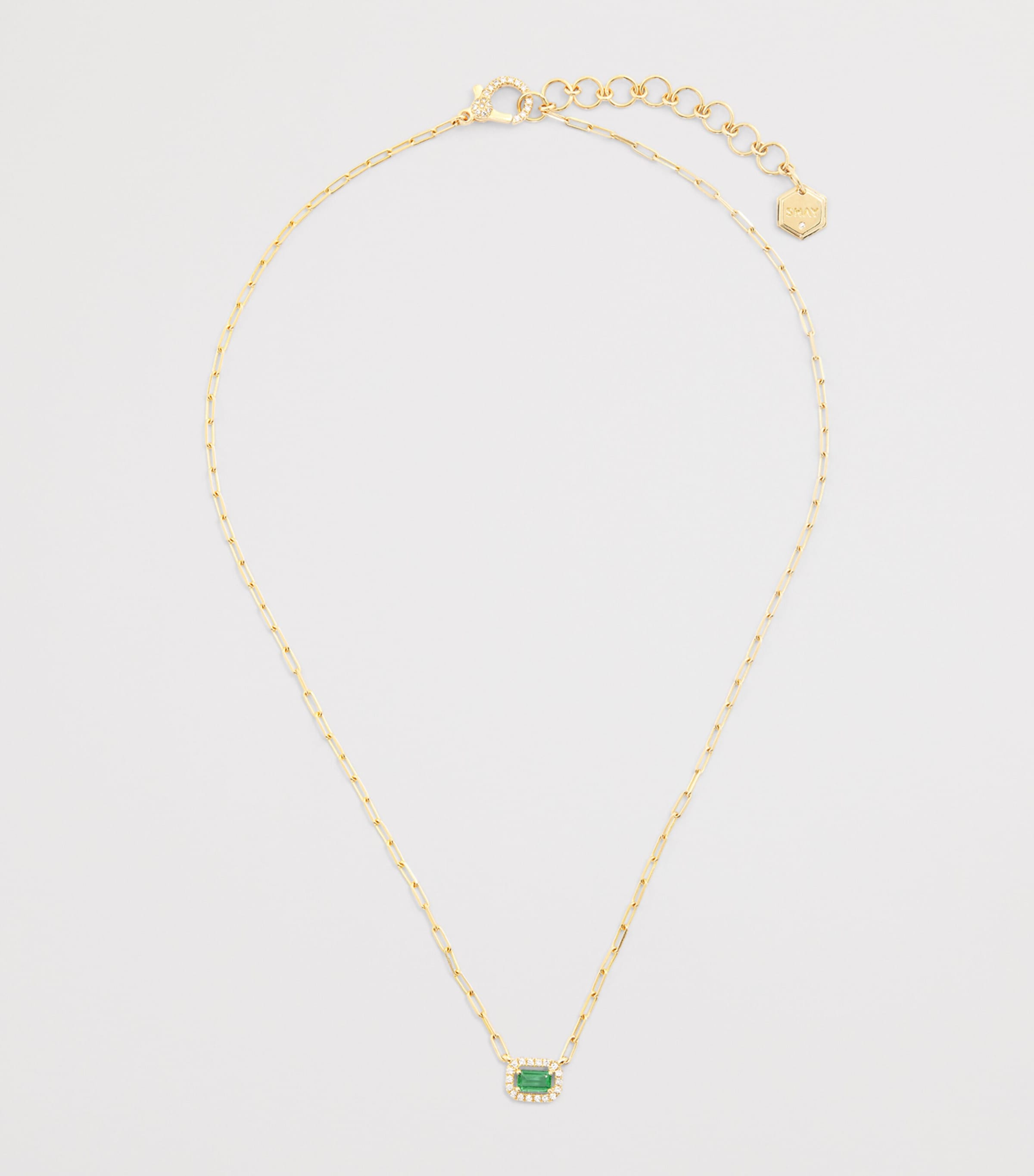 Yellow Gold, Diamond and Emerald Mini Me Chain Necklace YELLOW GOLD Image 3