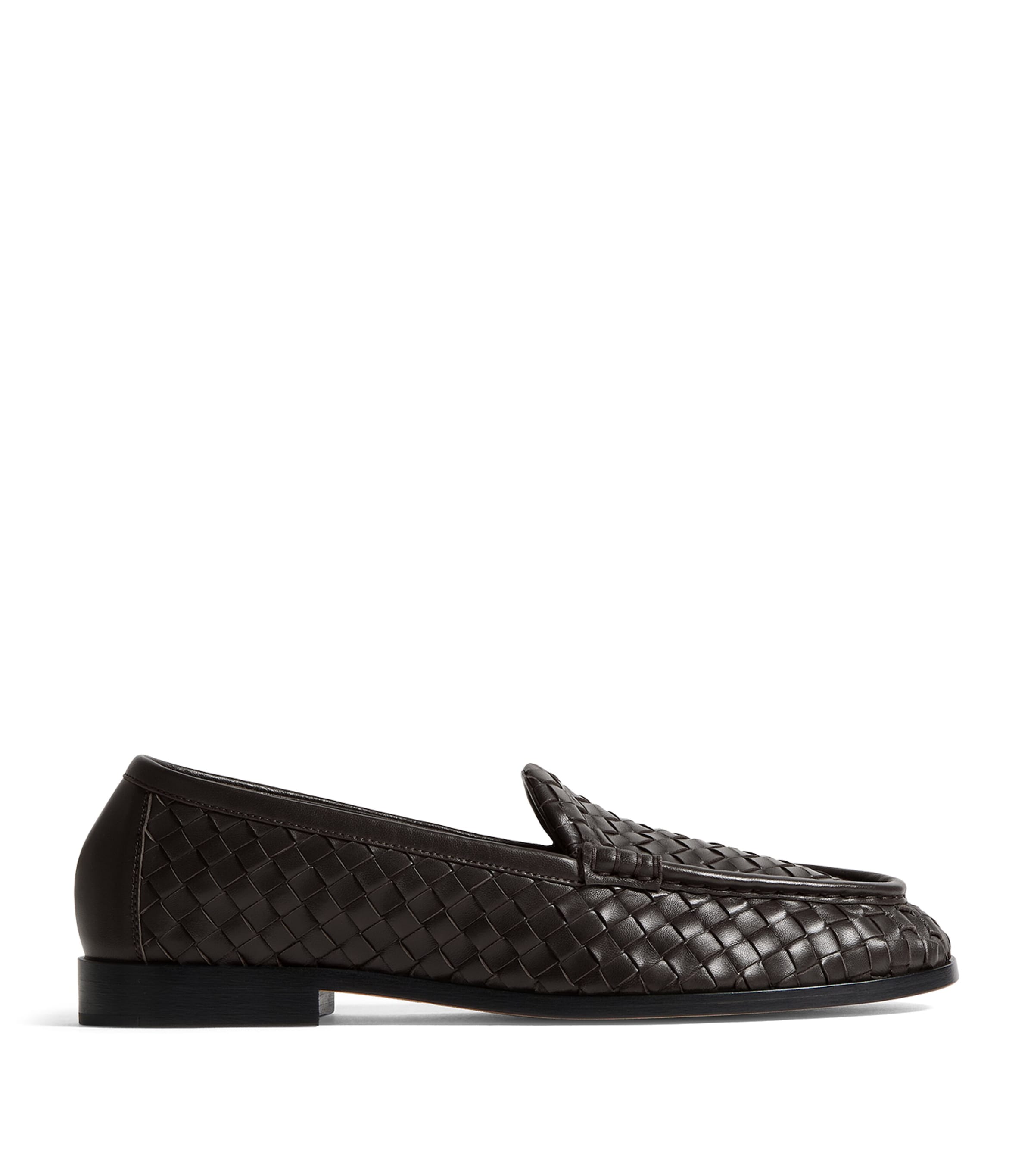 Bottega Veneta Brown Lambskin Intrecciato Loafers | Harrods US