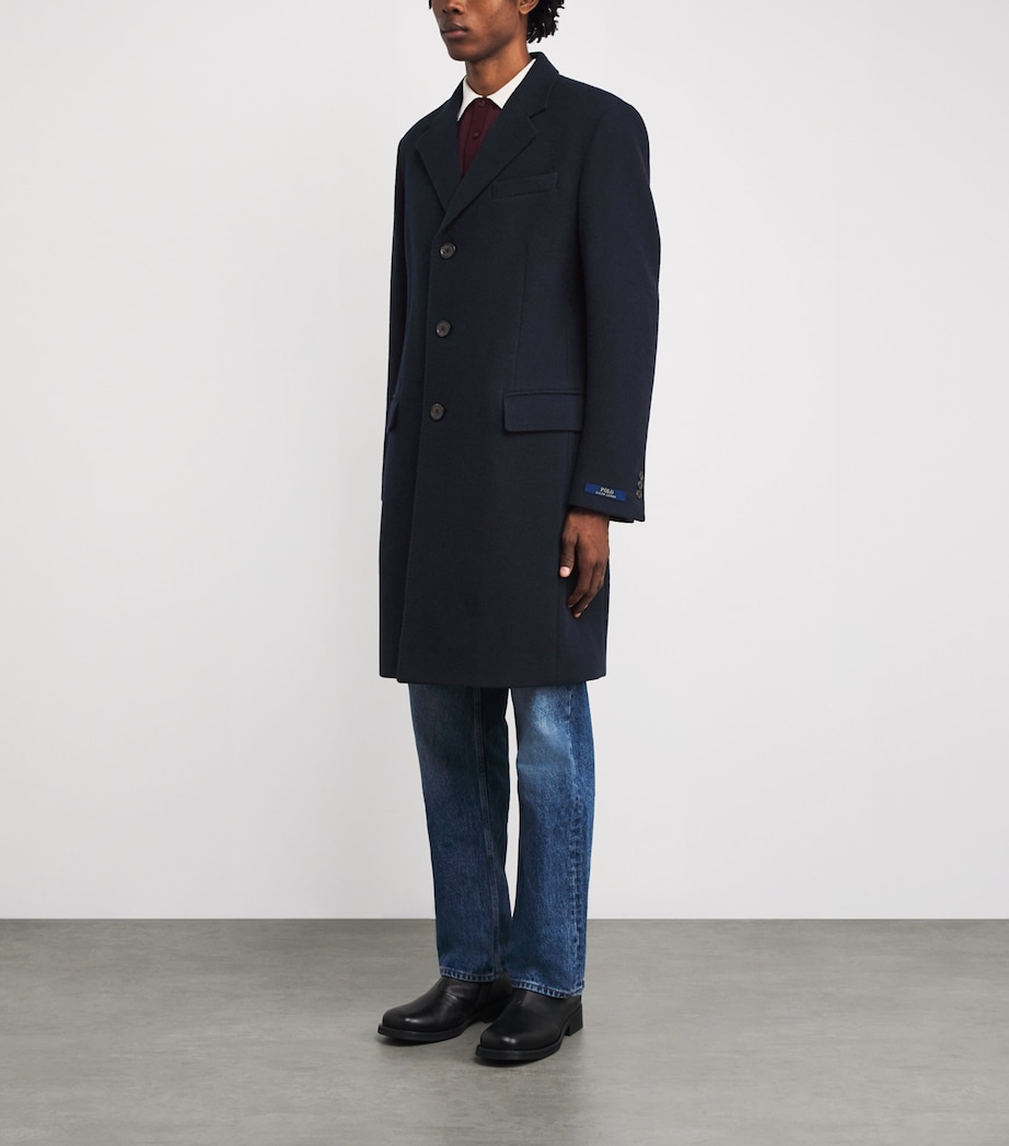 Polo Ralph Lauren Mens Wool-Blend Overcoat Navy Image 3