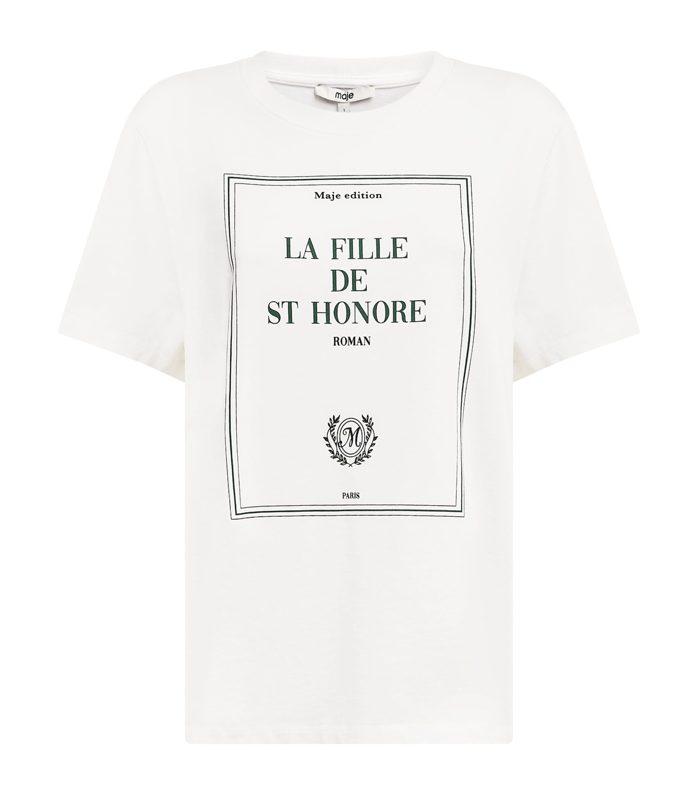 Maje Womens Cotton La Fille de Saint-Honoré T-Shirt White Image 1