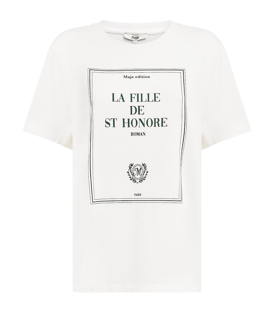 Maje Womens Cotton La Fille de Saint-Honoré T-Shirt White Image 1