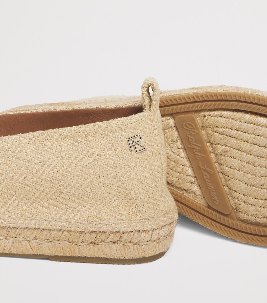 Ralph Lauren Purple Label Silk Herringbone Bosworth Flat Espadrilles Sand Image 7