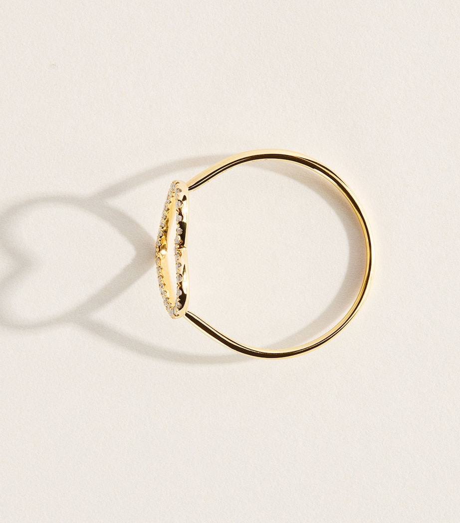 Rosa de la Cruz Yellow Gold and Diamond Love Heart Ring | Harrods US