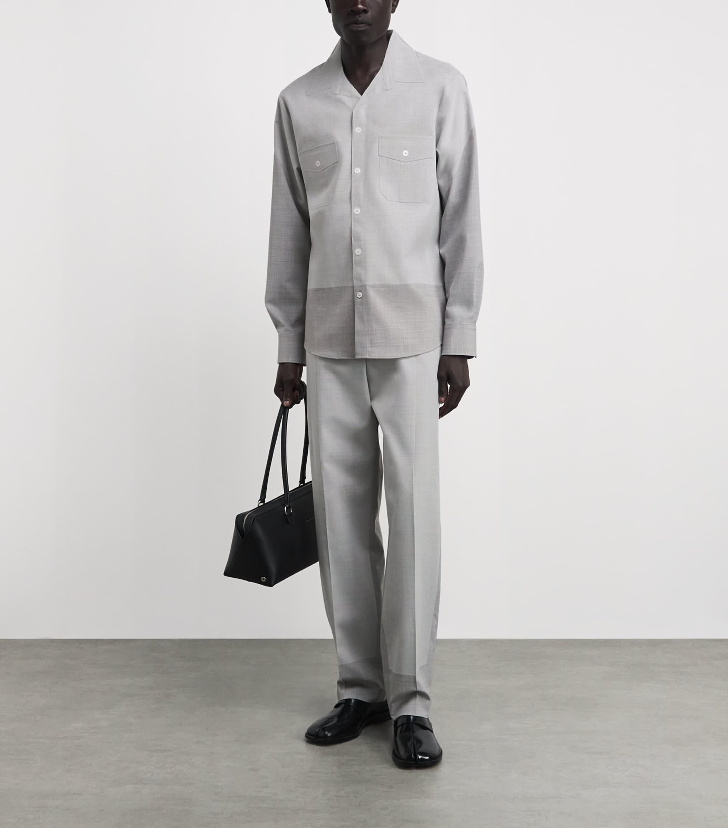 MM6 Maison Margiela Mens Two-Tone Shirt Light Grey Image 2