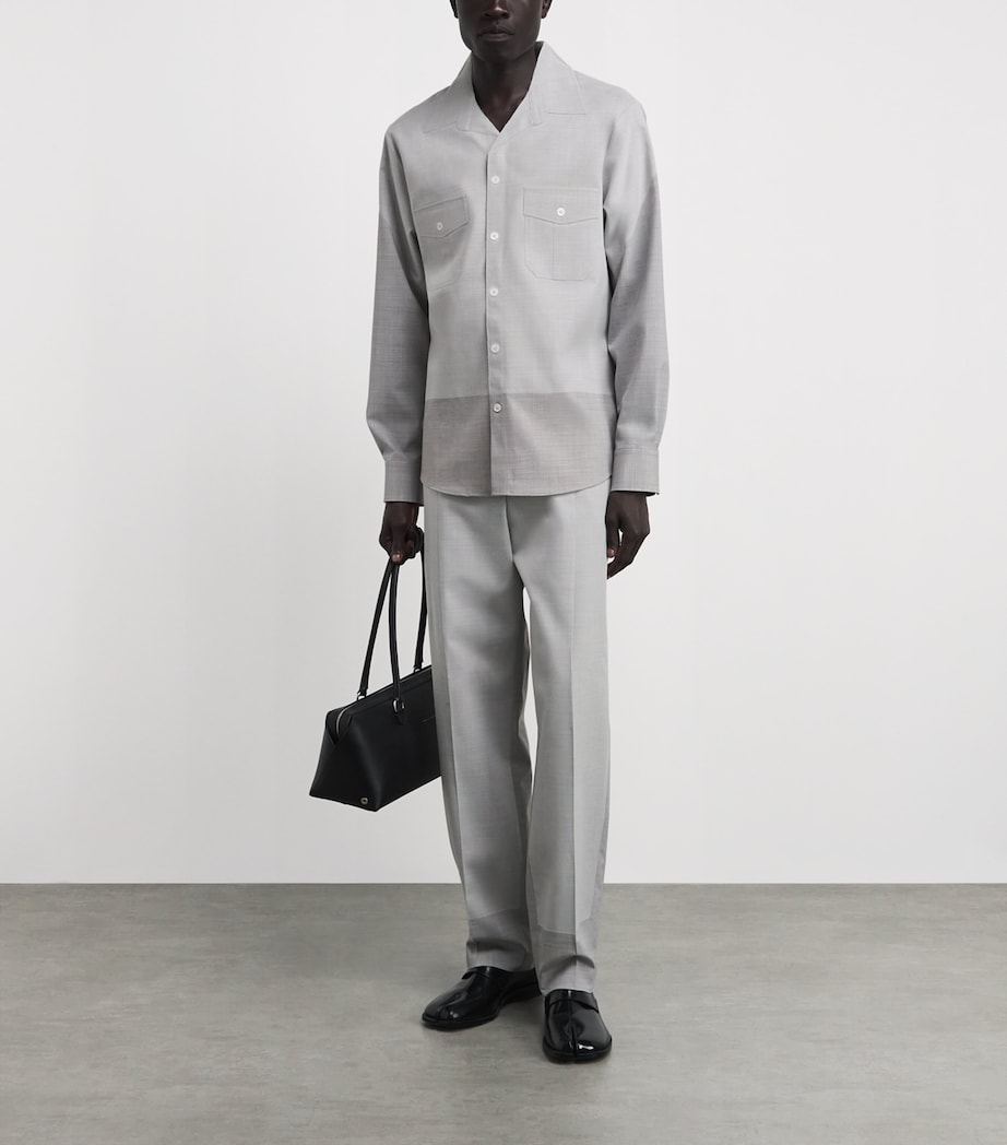 MM6 Maison Margiela Mens Two-Tone Shirt Light Grey Image 2