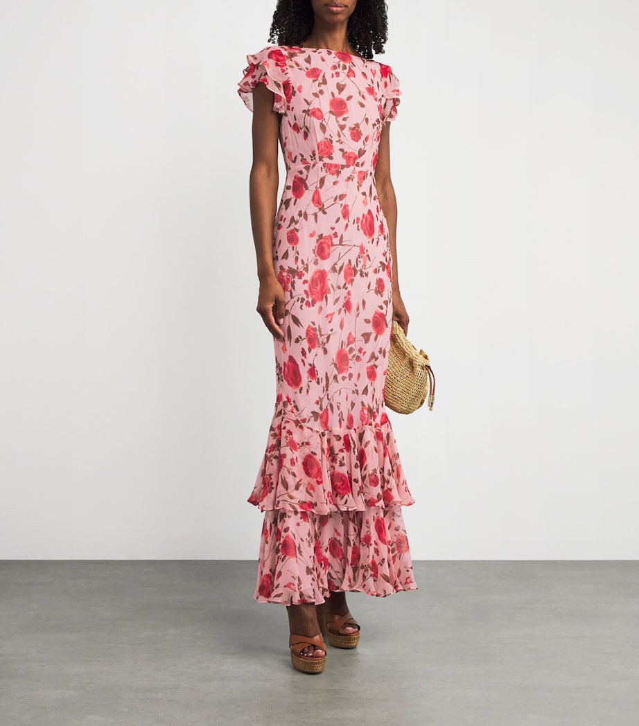 Chiffon Floral Ordinia Maxi Dress CLAUDIA ROSE PINK Image 2