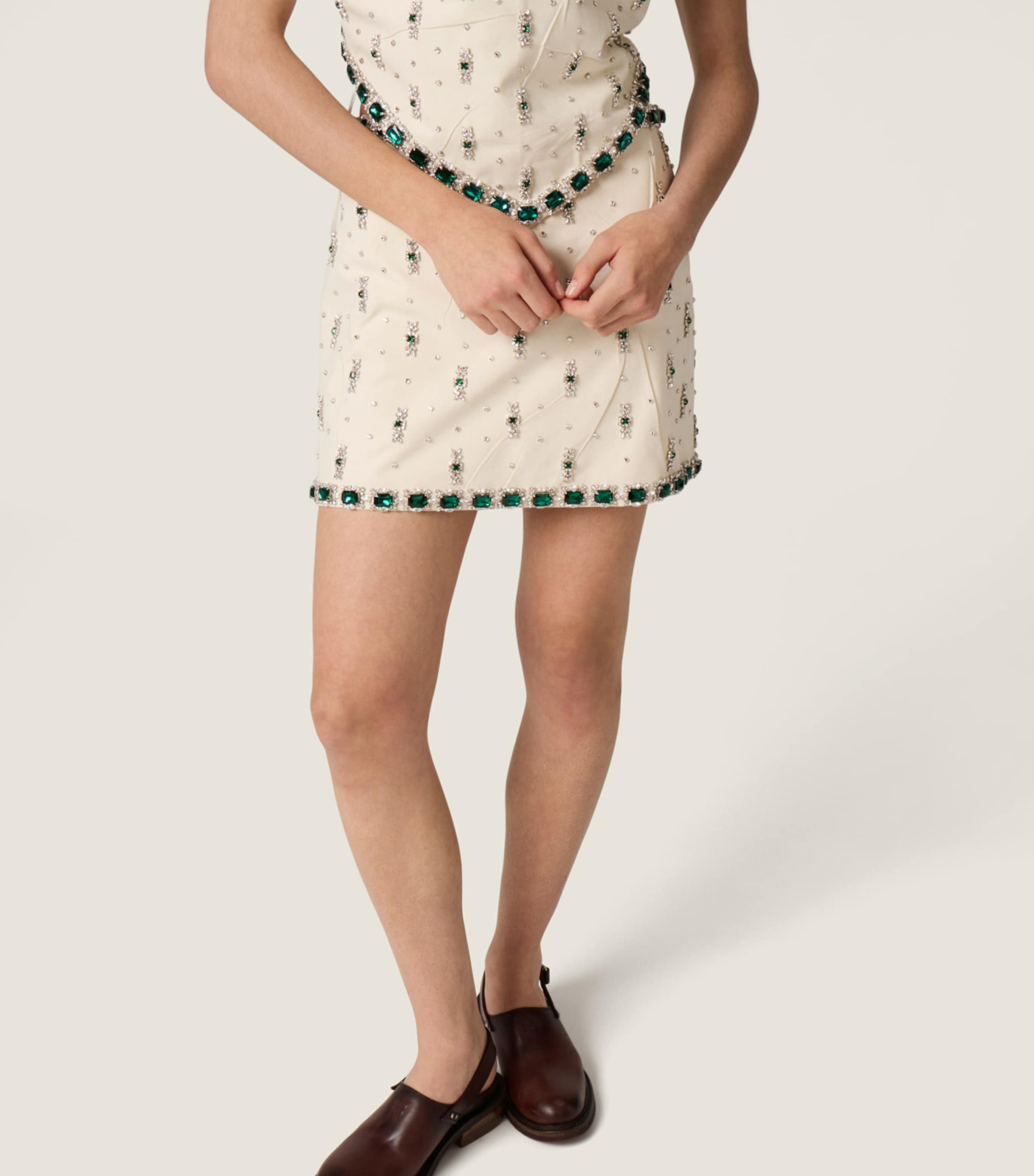 Miu Miu Womens Cotton Embellished Mini Skirt Image 4