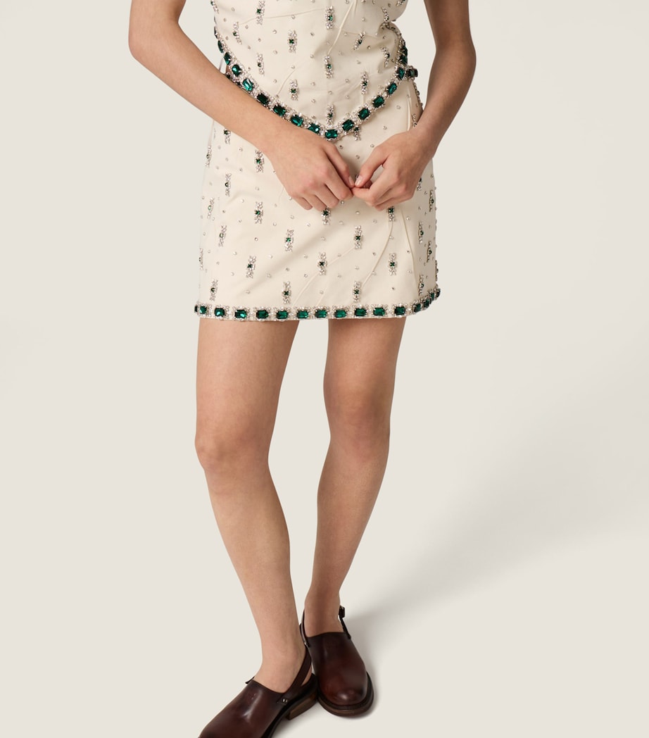 Miu Miu Womens Cotton Embellished Mini Skirt Image 4