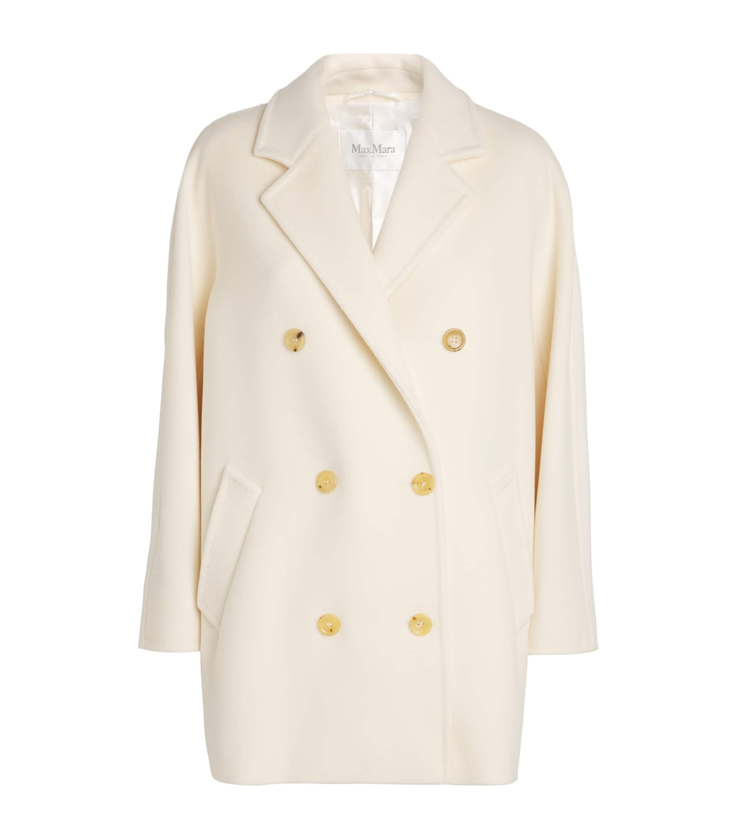 Max Mara Orma Short Wool And Cashmere Coat In White