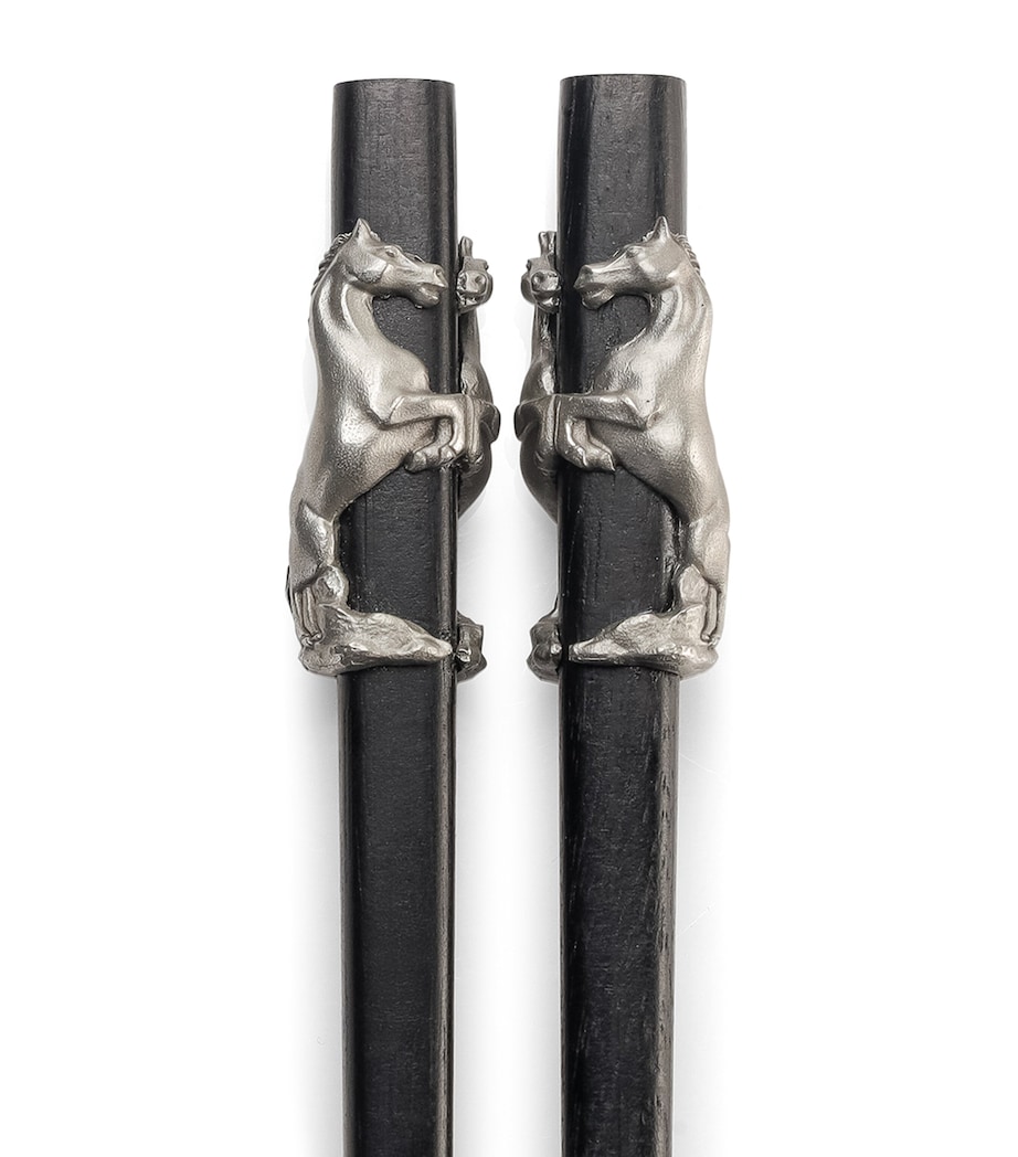 Pewter Horse Chopsticks and Rest Set BLACK/PEWTER Image 4