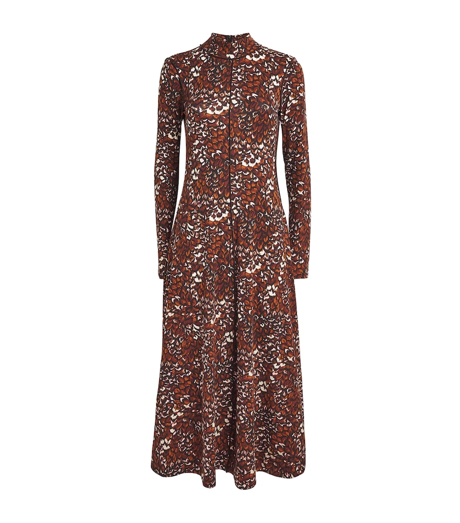 Twisting Feather Midi Dress BROWN MULTI Image 1