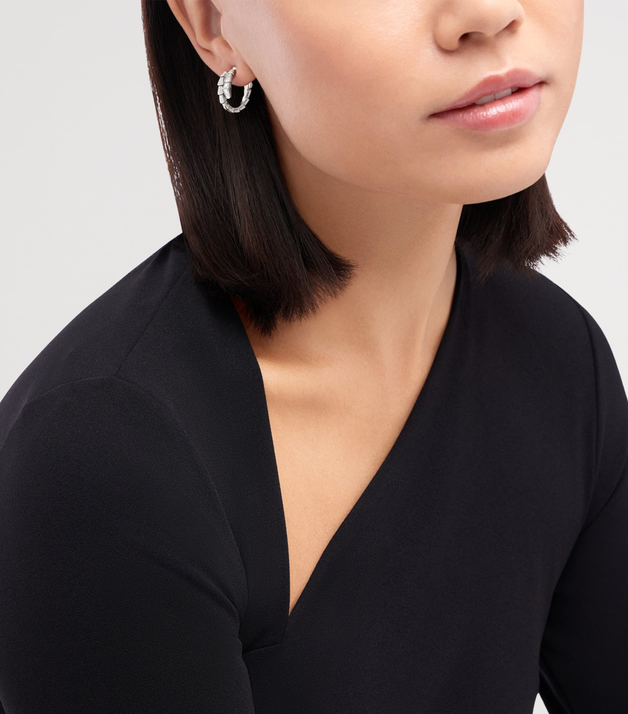 White Gold and Diamond Serpenti Viper Hoop Earrings WHITE GOLD Image 9