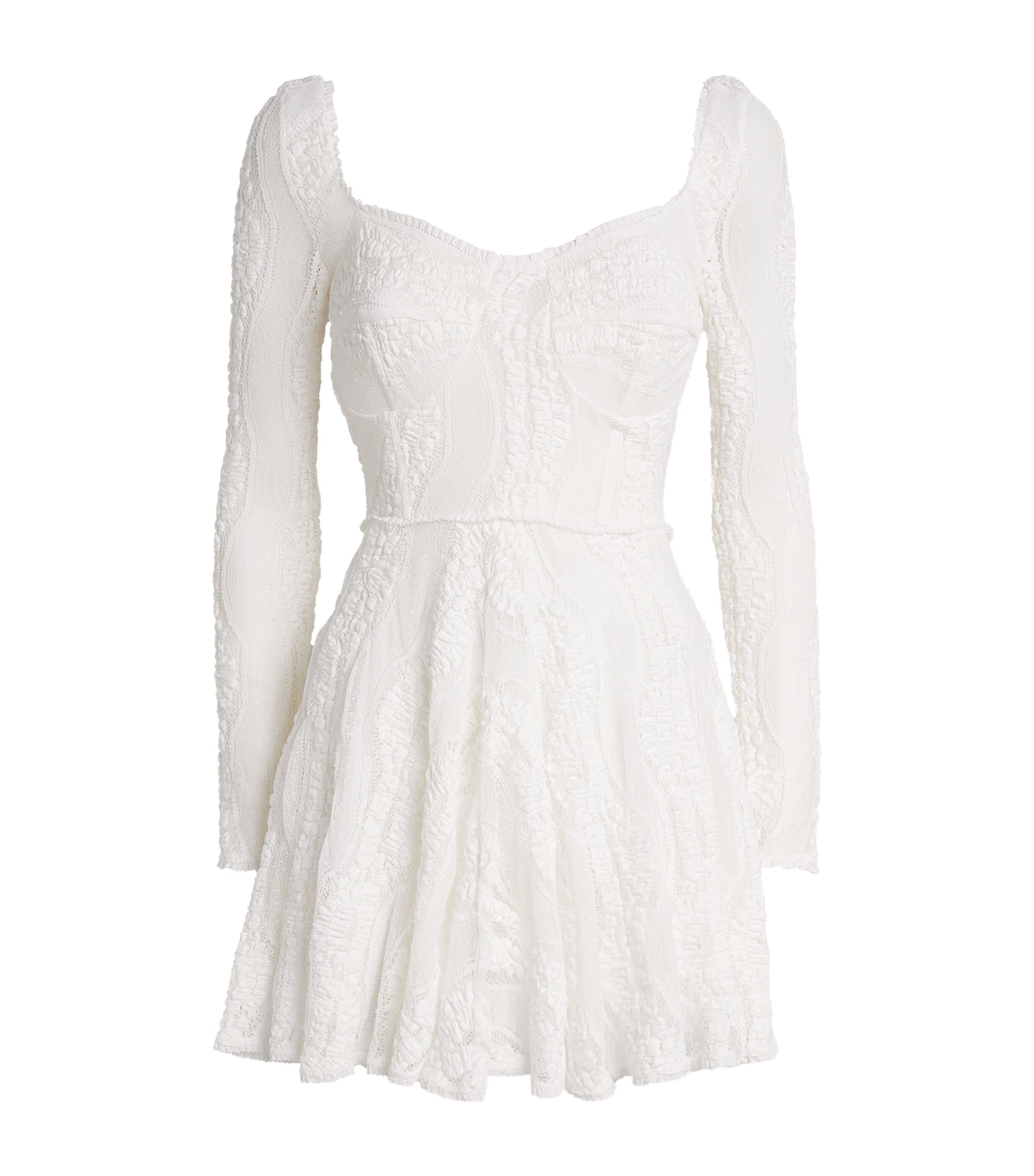 Charo Ruiz Knitted Swirl Mini Dress In White