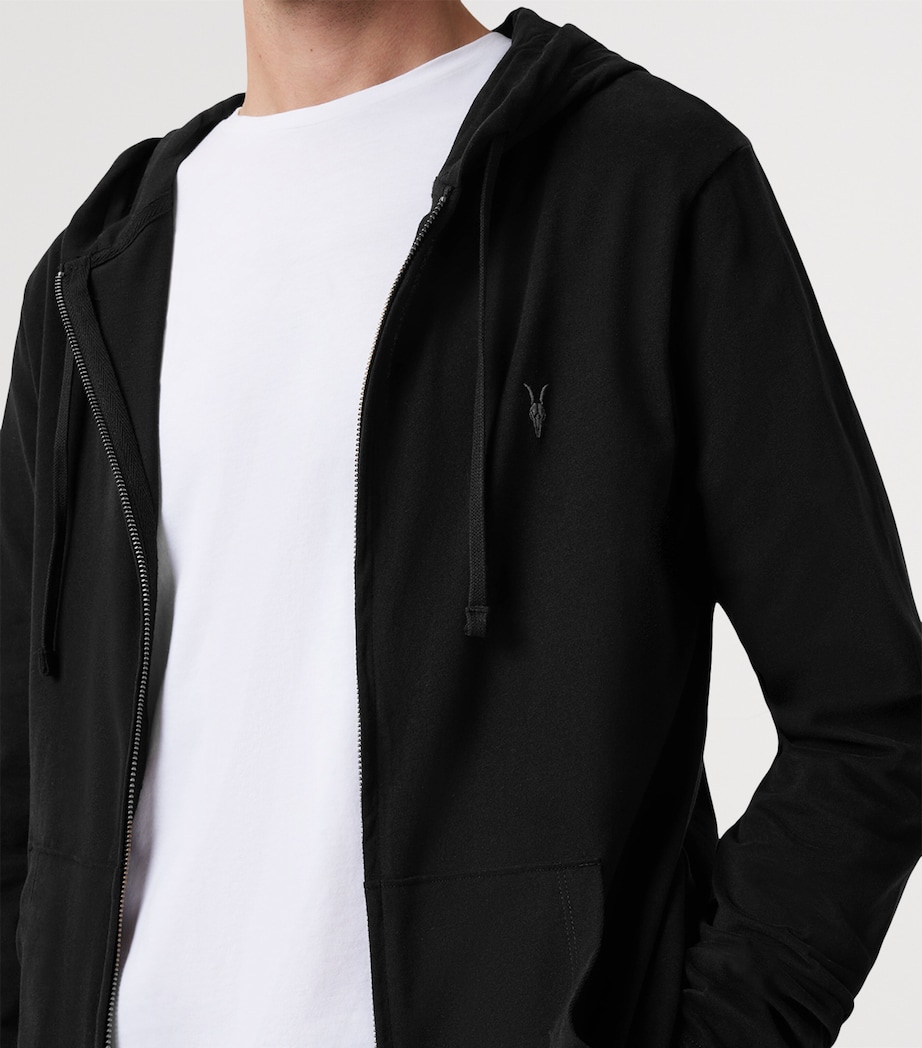 AllSaints Mens Organic Cotton Brace Zip-Up Hoodie Jet Black Image 7