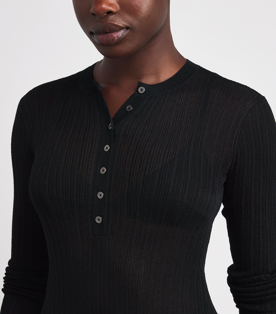Sheer Knit Henley Top ONYX Image 6