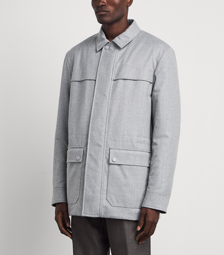 Canali Mens Wool Field Jacket Grey Image 4