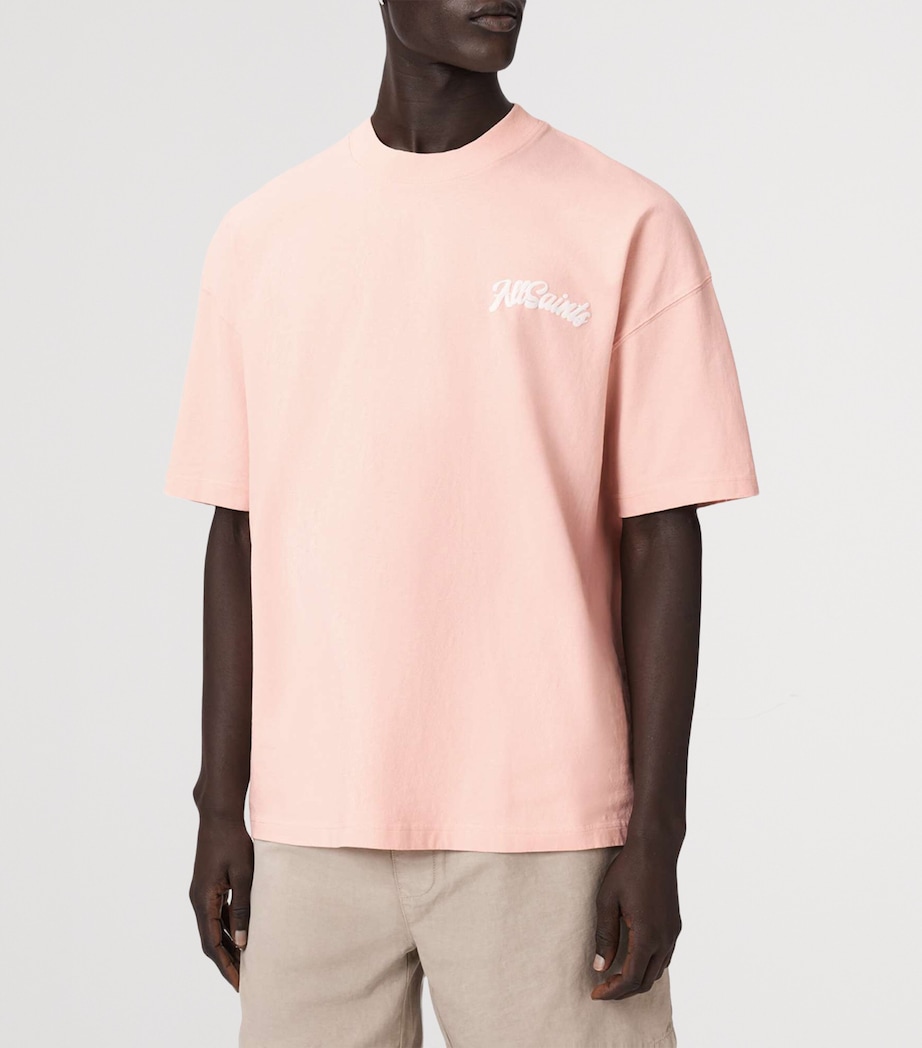 AllSaints Mens Organic Cotton Oversized Odyssey T-Shirt Blushed Pink Image 3