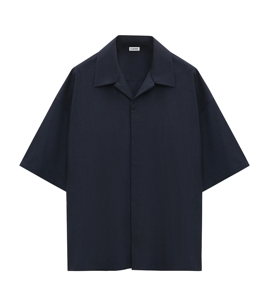 LOEWE Mens Oversized Short-Sleeve Shirt Dark Blue Image 1