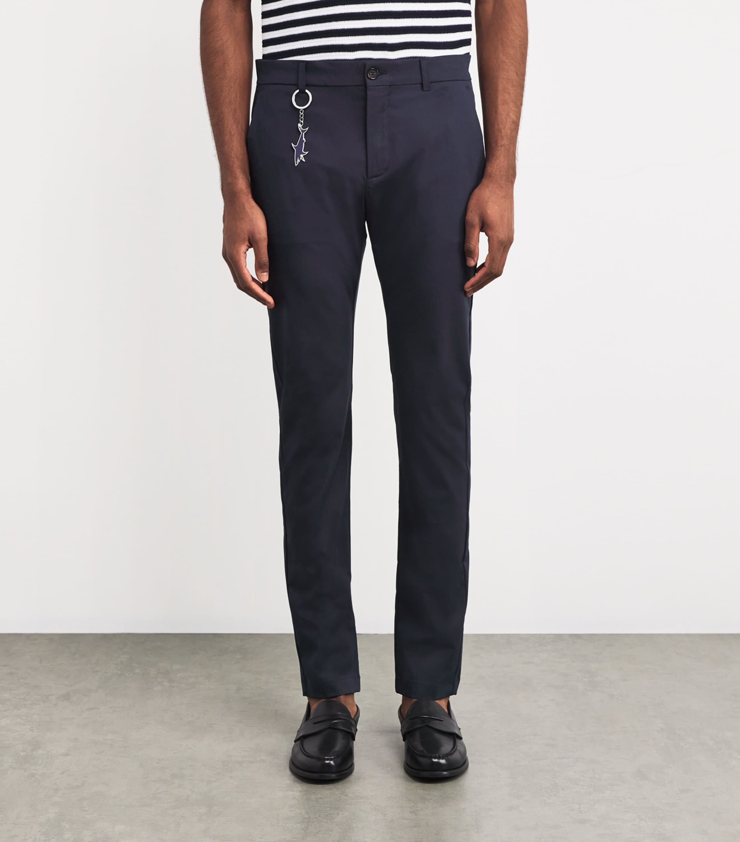 Stretch Slim-Fit Chinos with Shark Charm 50BLUE Image 3