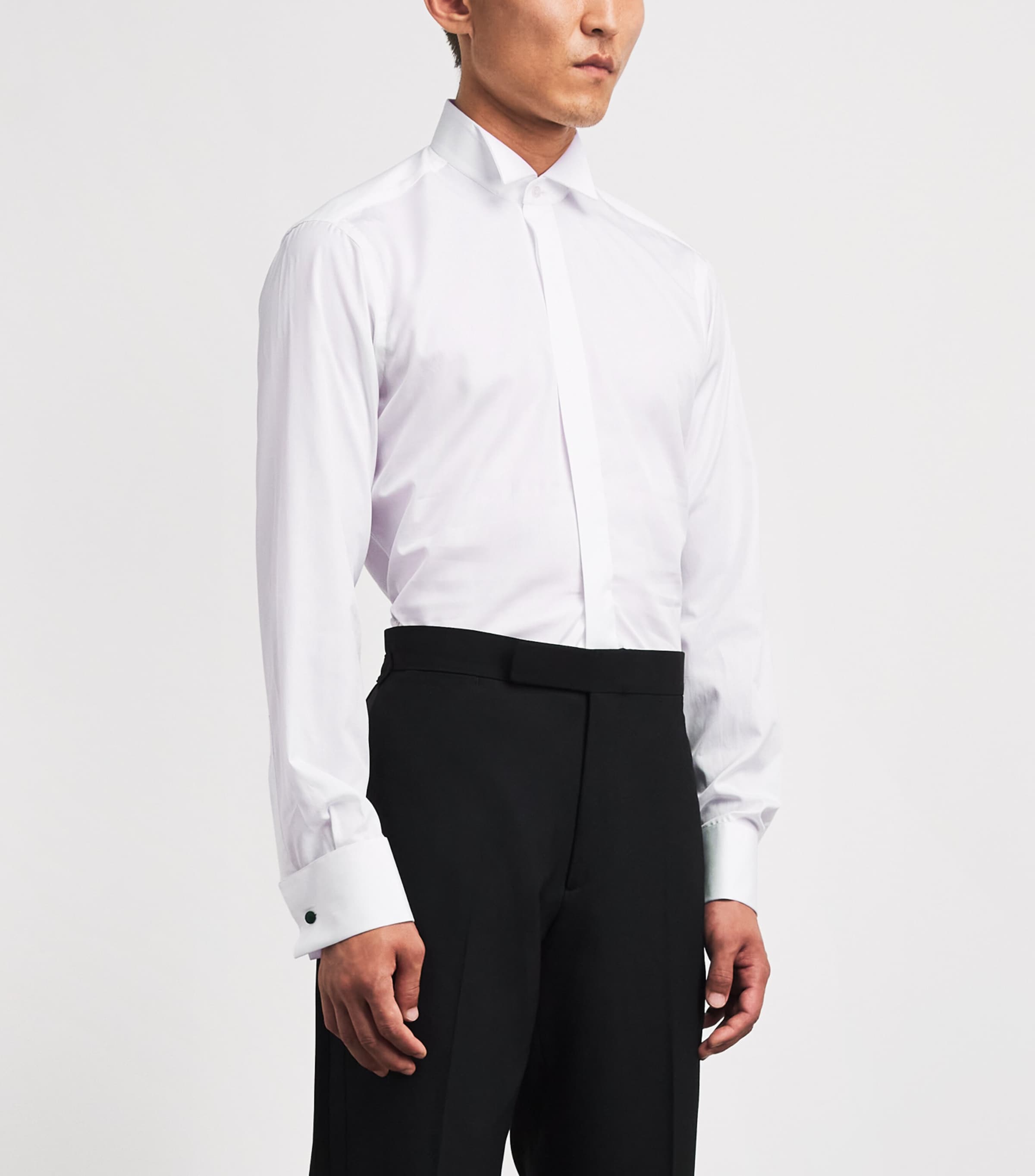 Barba Napoli Mens Cotton Hidden Placket Shirt White Image 4