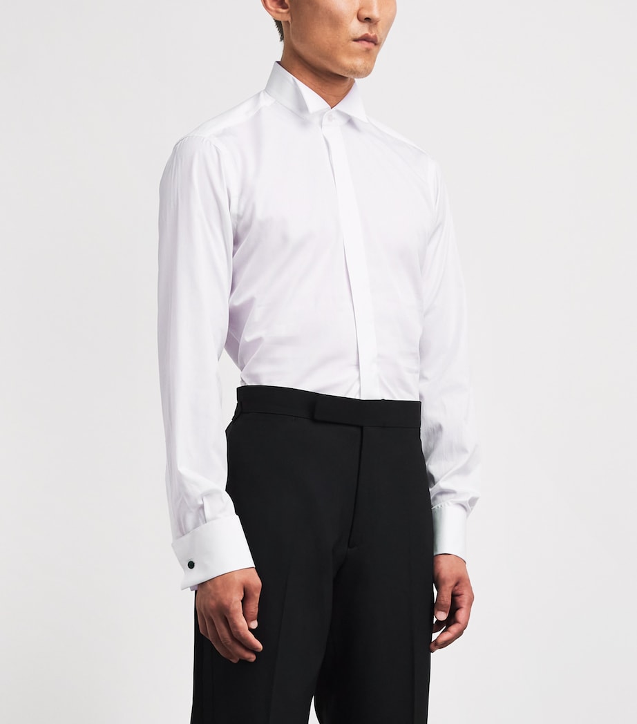 Barba Napoli Mens Cotton Hidden Placket Shirt White Image 4