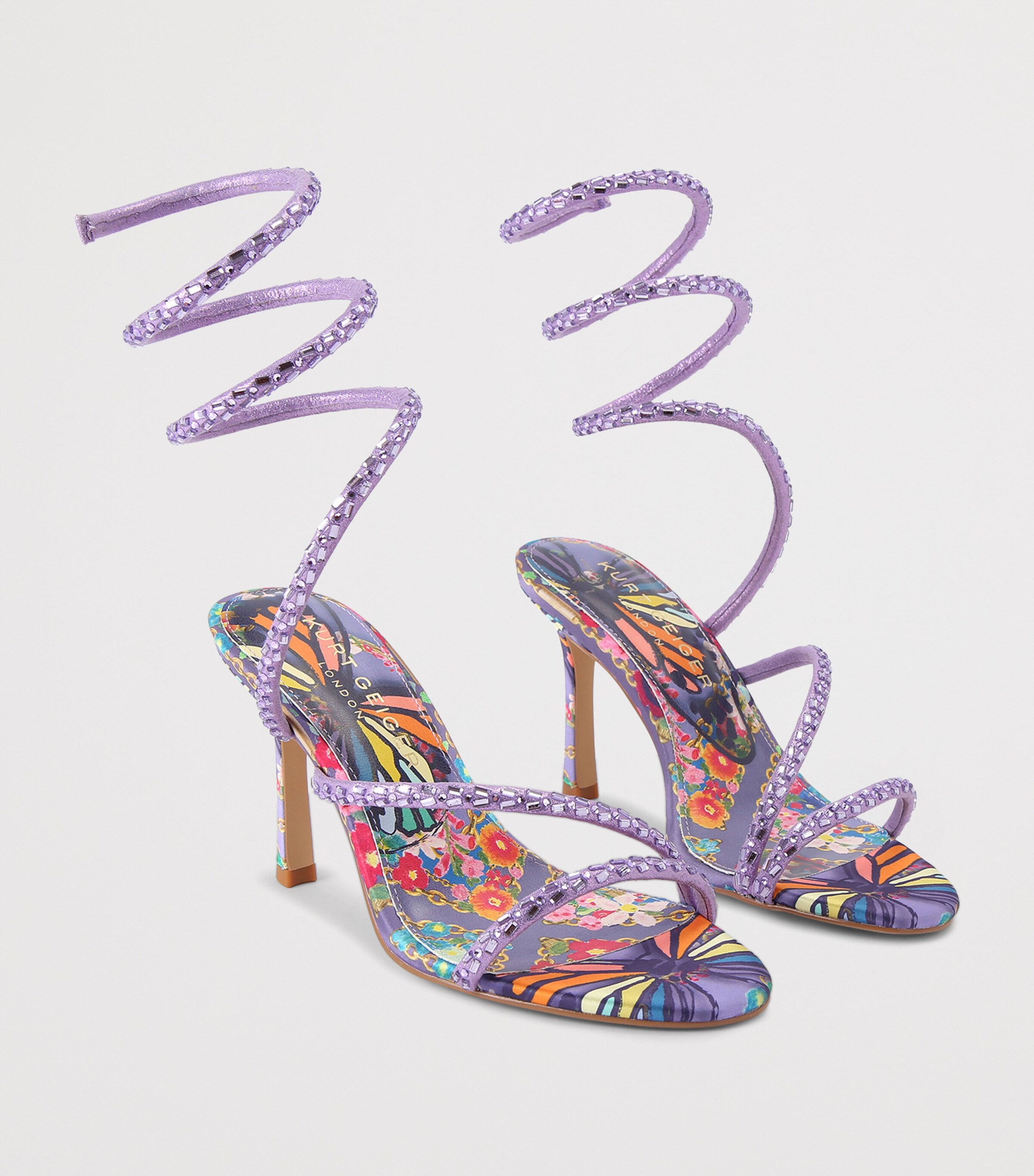 Kurt Geiger London Satin Spiral Sandals Lilac Image 4