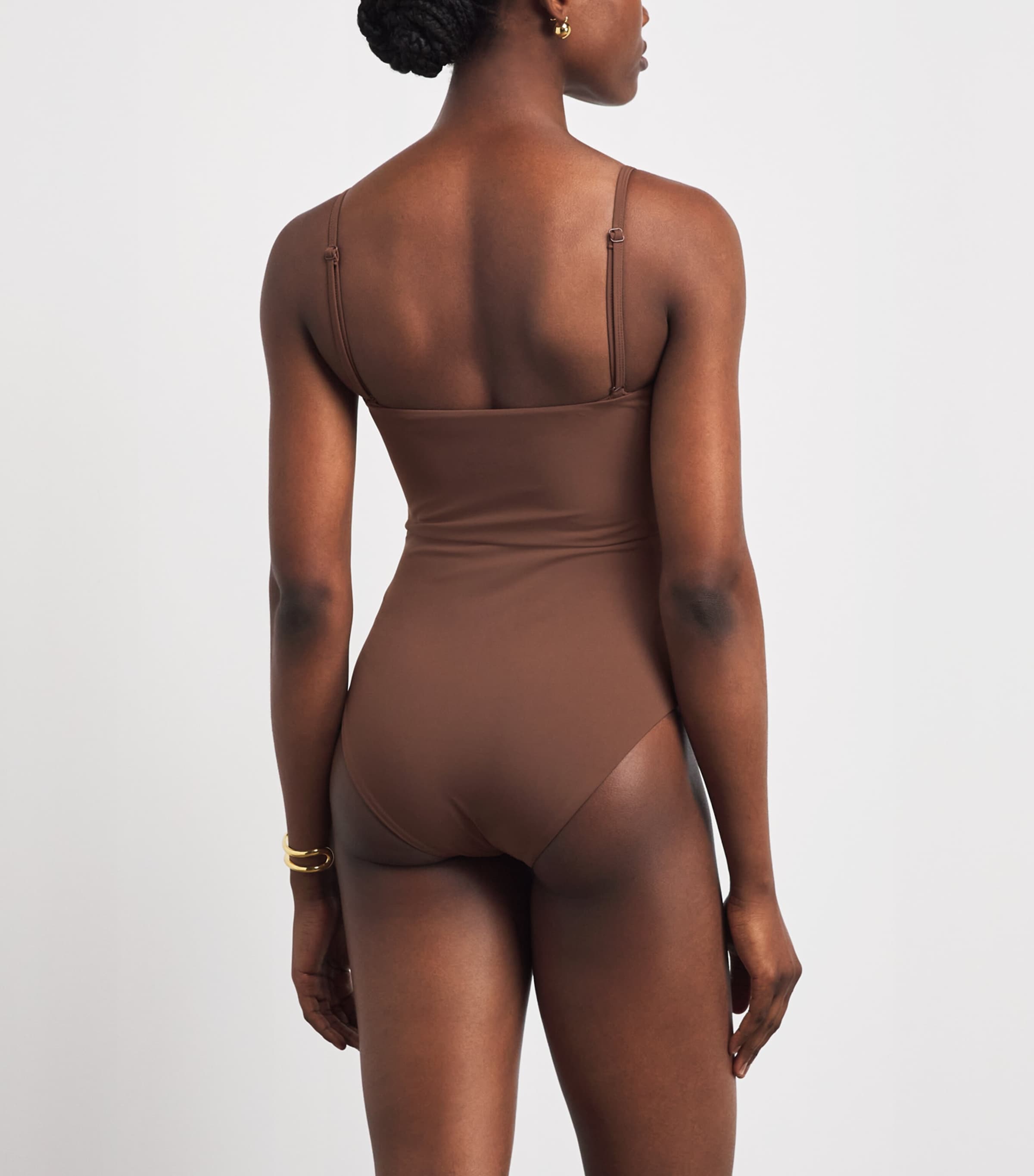 Christopher Esber Womens Arched Swimsuit Husk Brown Image 4