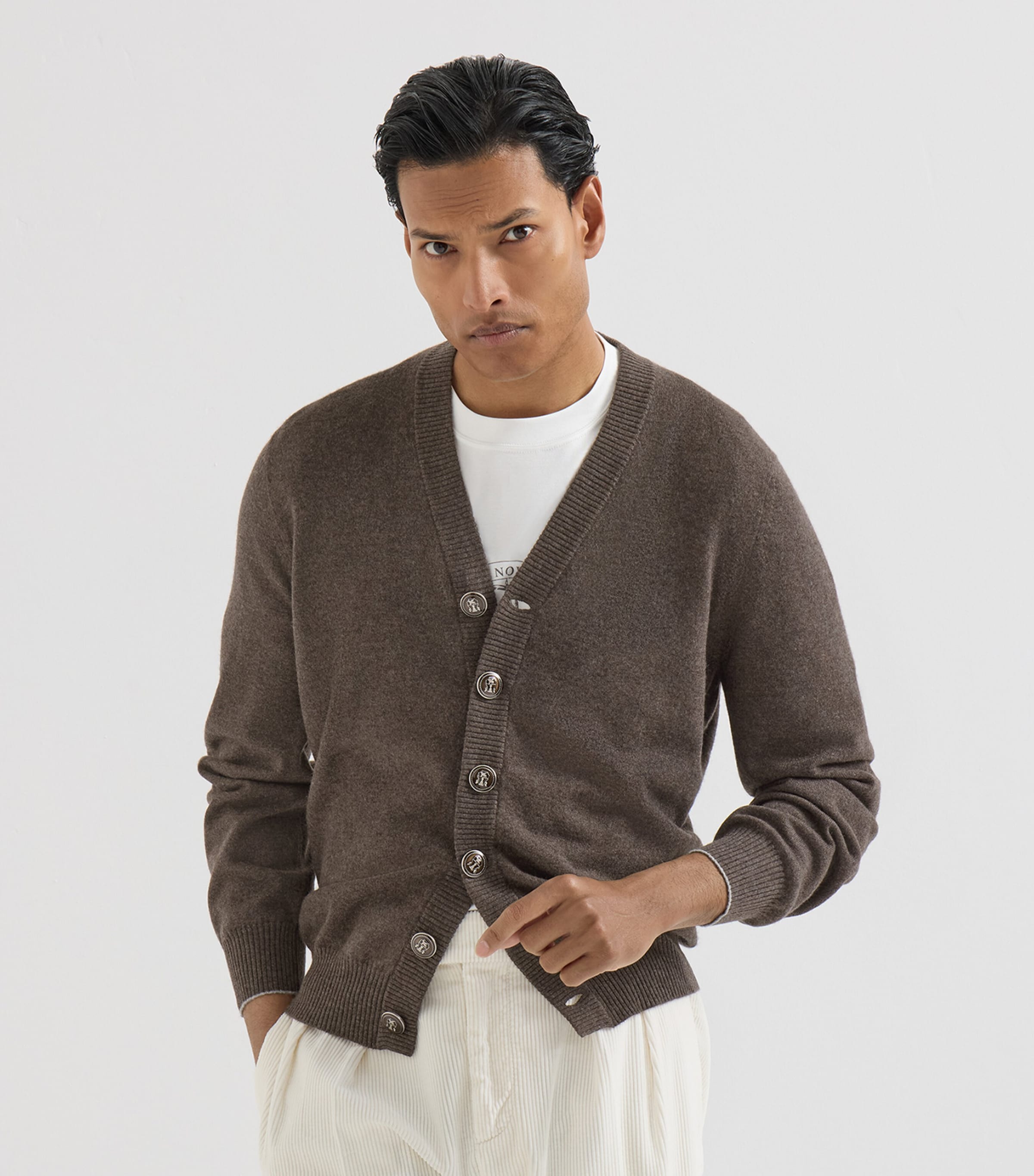 Brunello Cucinelli Mens Cashmere V-Neck Cardigan Image 2