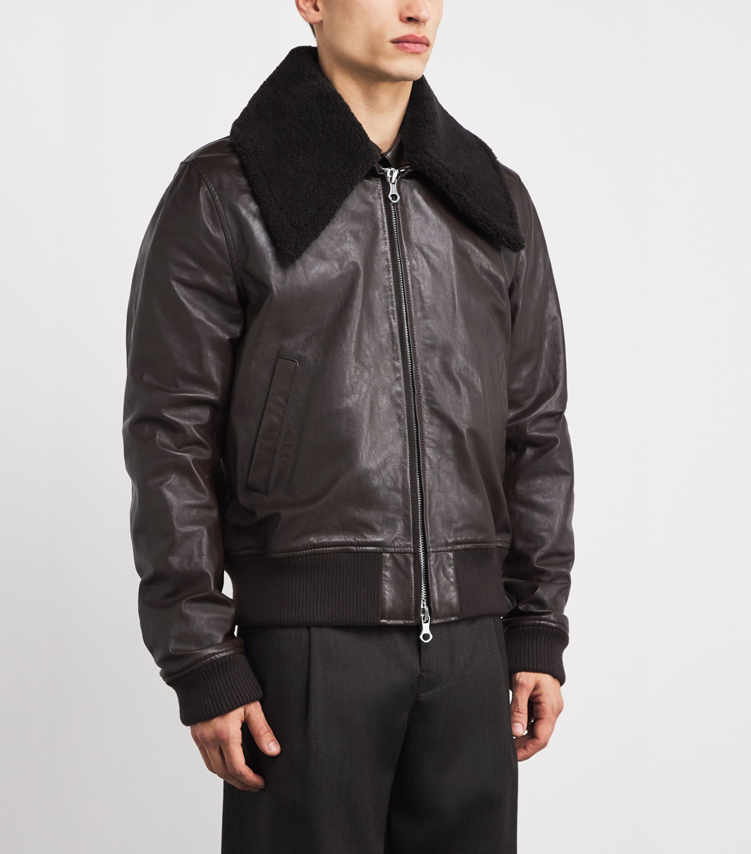 Leather Adaptable Pharos Bomber Jacket UMBER BROWN Image 3