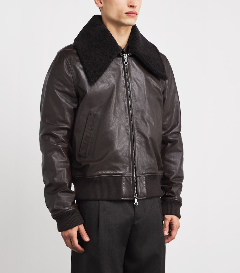 Leather Adaptable Pharos Bomber Jacket UMBER BROWN Image 3