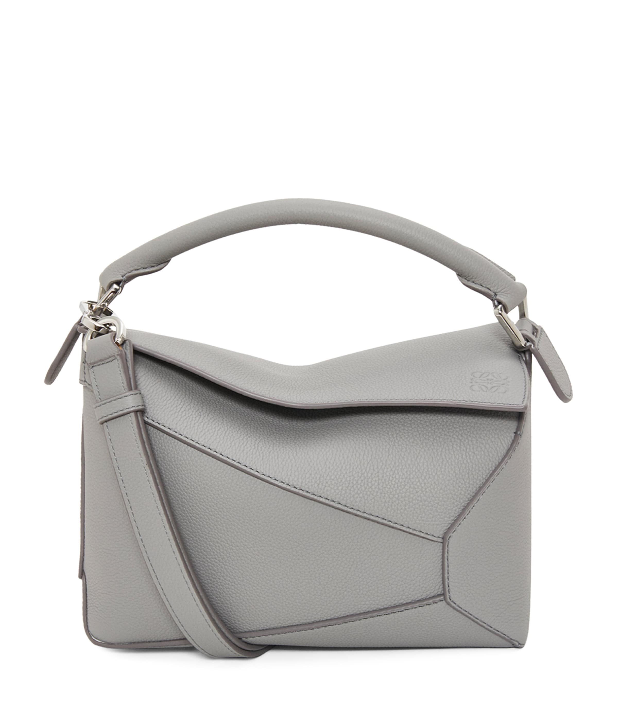Loewe Small Leather Puzzle Top-handle Bag In Grey