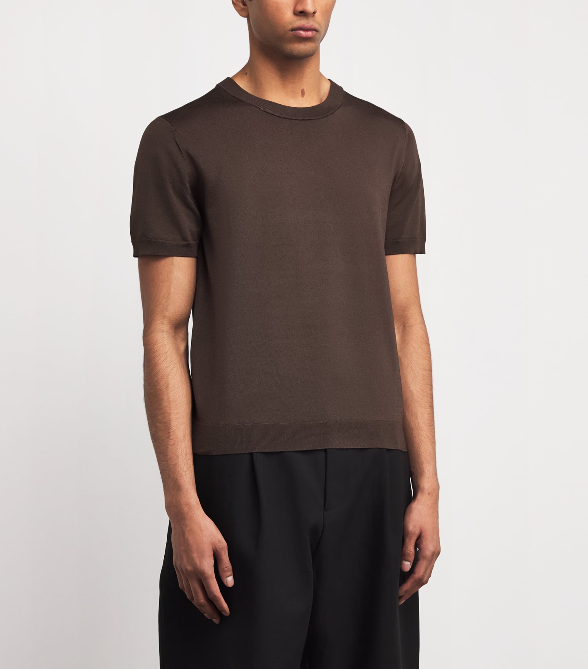 Knitted Short-Sleeve T-Shirt CHOCOLATE Image 3