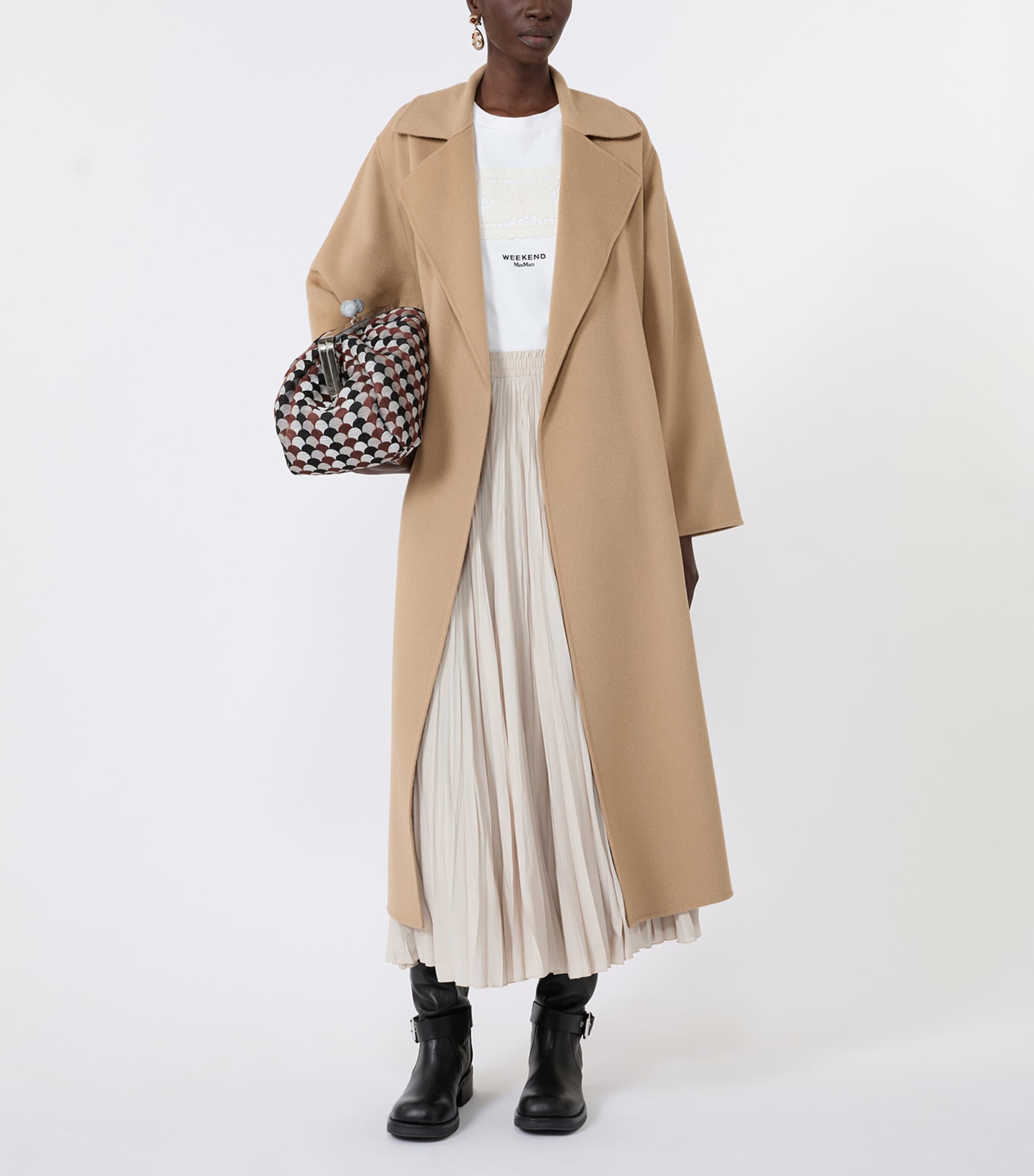 Weekend Max Mara Womens Wool-Blend Belted Coat Camel Image 4