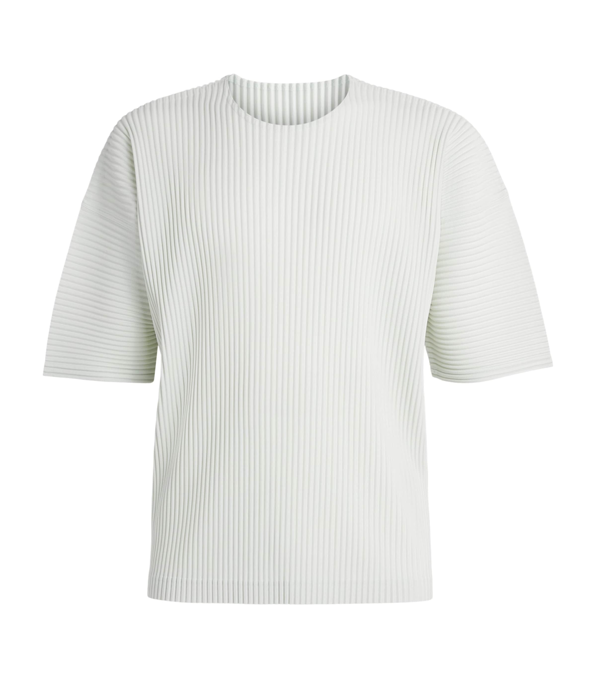 Homme Plissé Issey Miyake Mens Pleated Short-Sleeve T-Shirt Duomo Green Image 1
