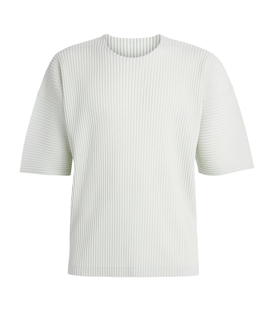 Homme Plissé Issey Miyake Mens Pleated Short-Sleeve T-Shirt Duomo Green Image 1
