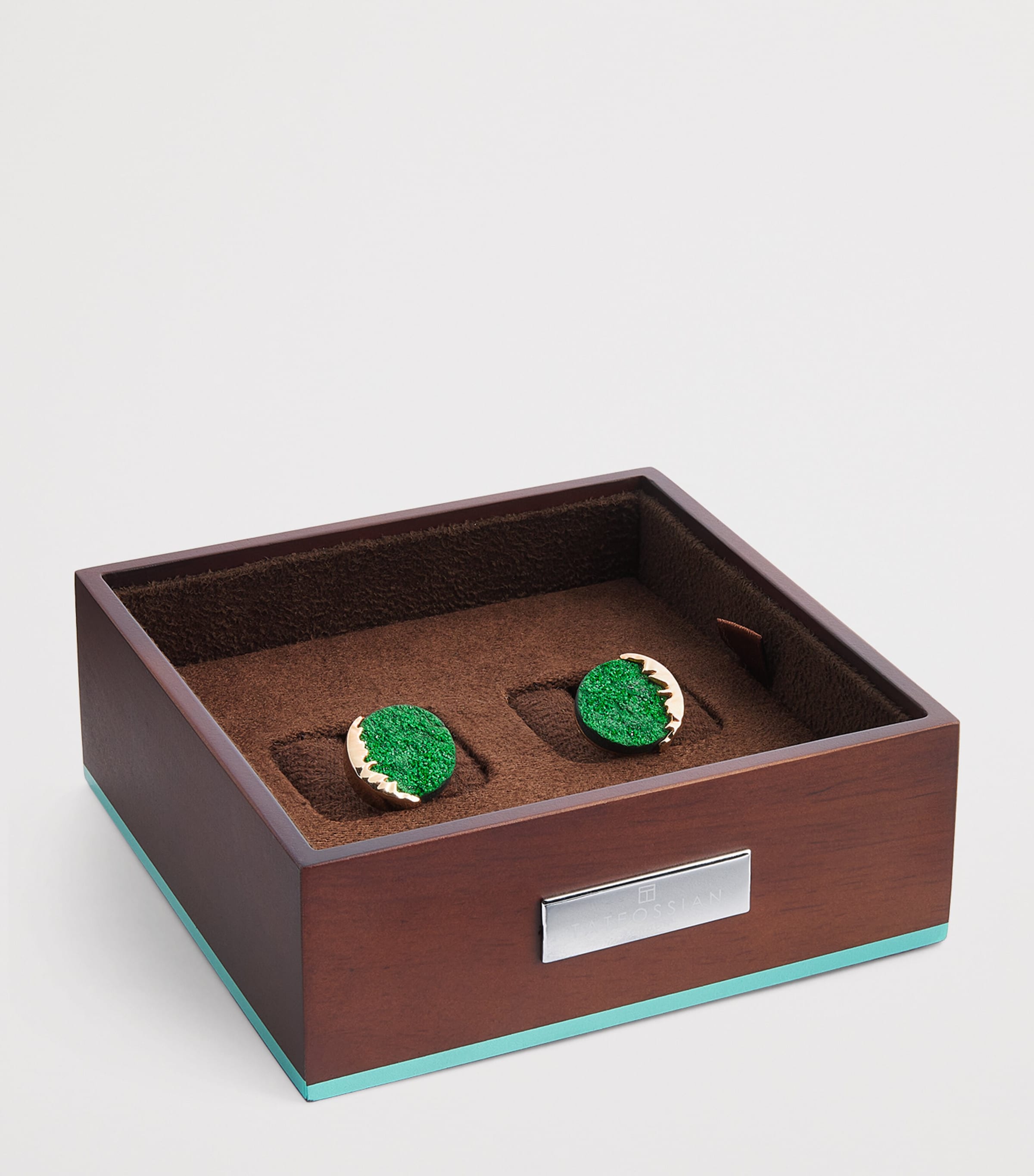 Rose Gold and Green Garnet Cufflinks GREEN Image 3