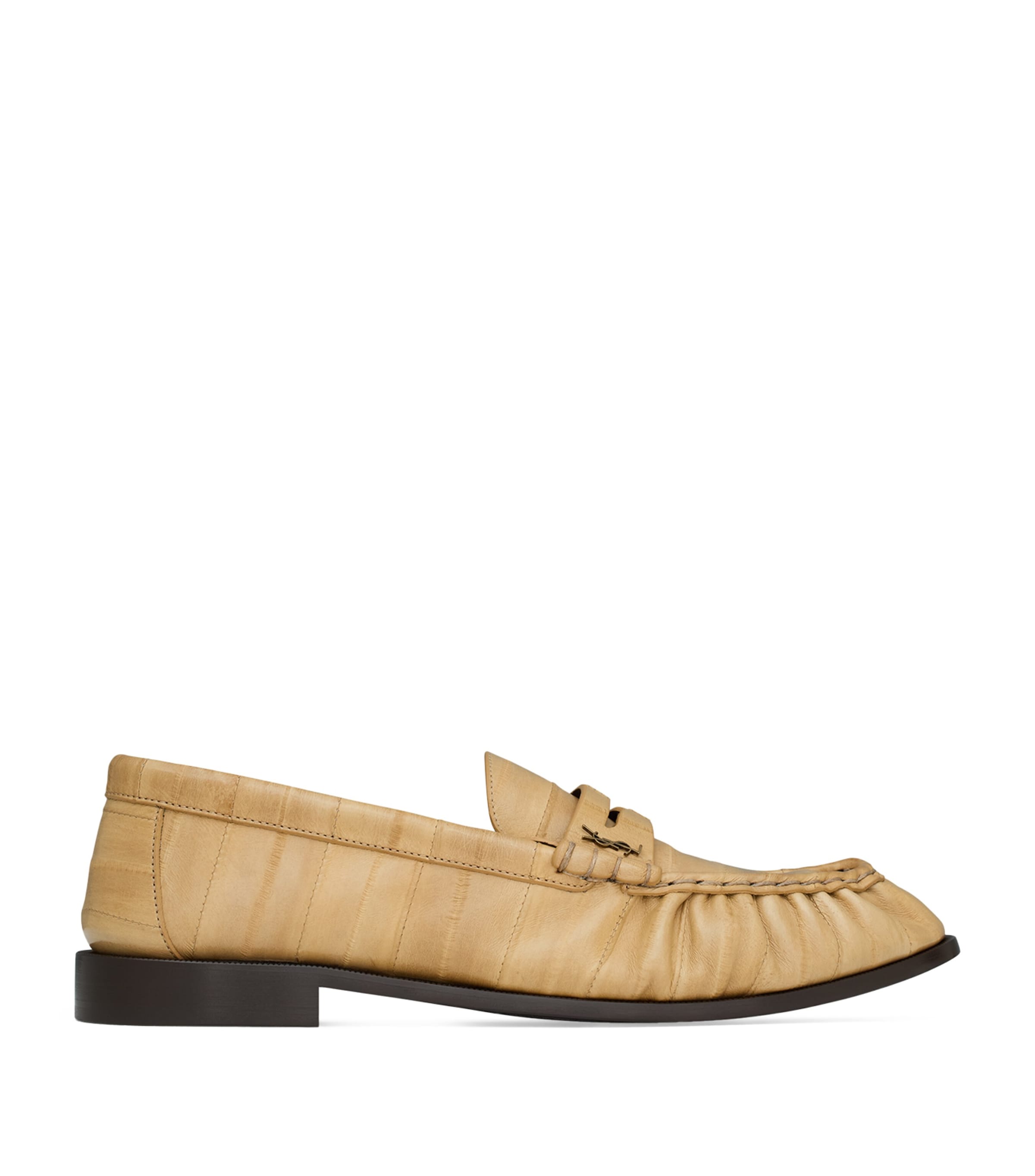 Saint Laurent Leather Le Loafers In Sand