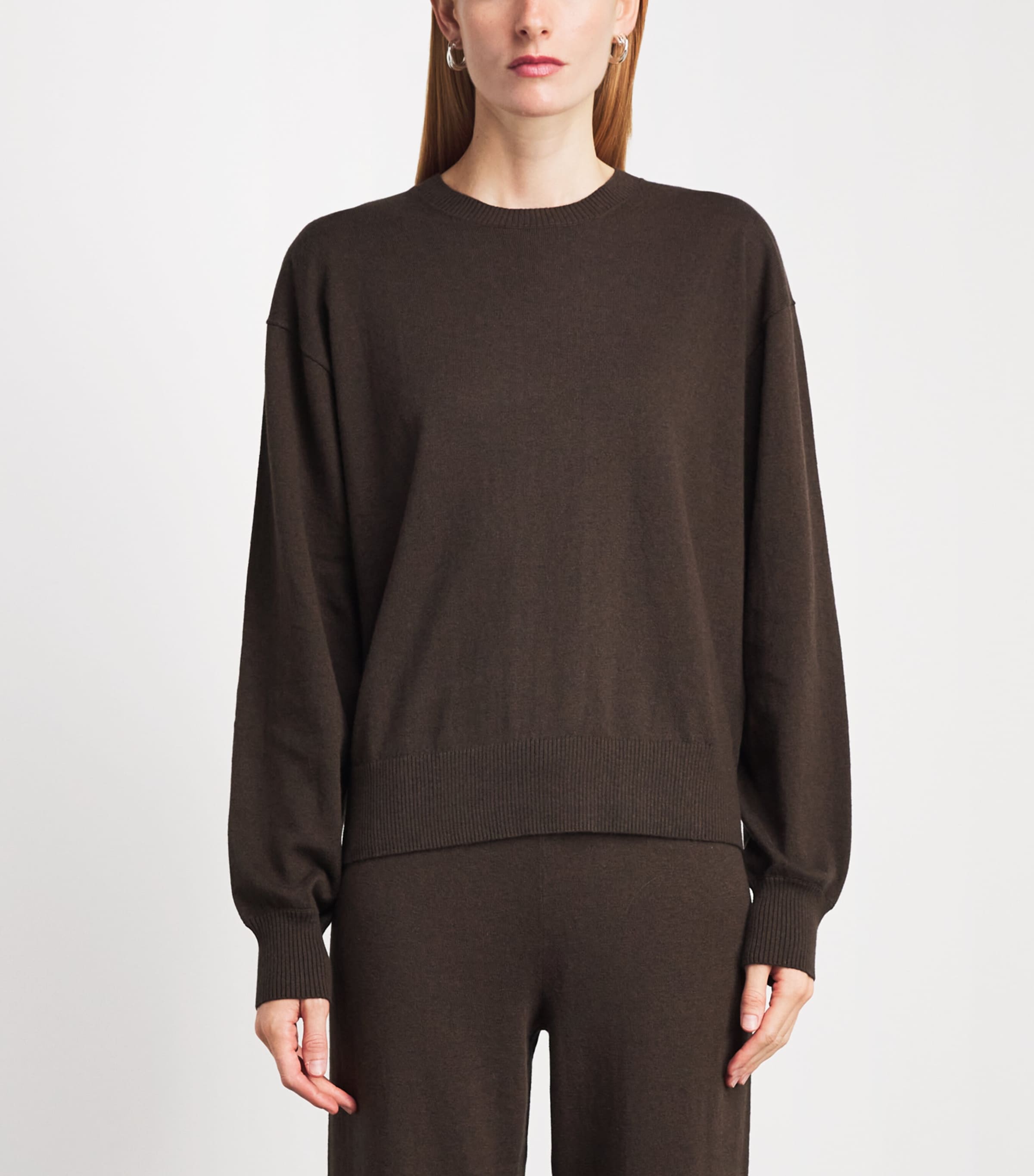 ÉTERNE Womens Cotton-Cashmere Brock Sweater Mushroom Image 4