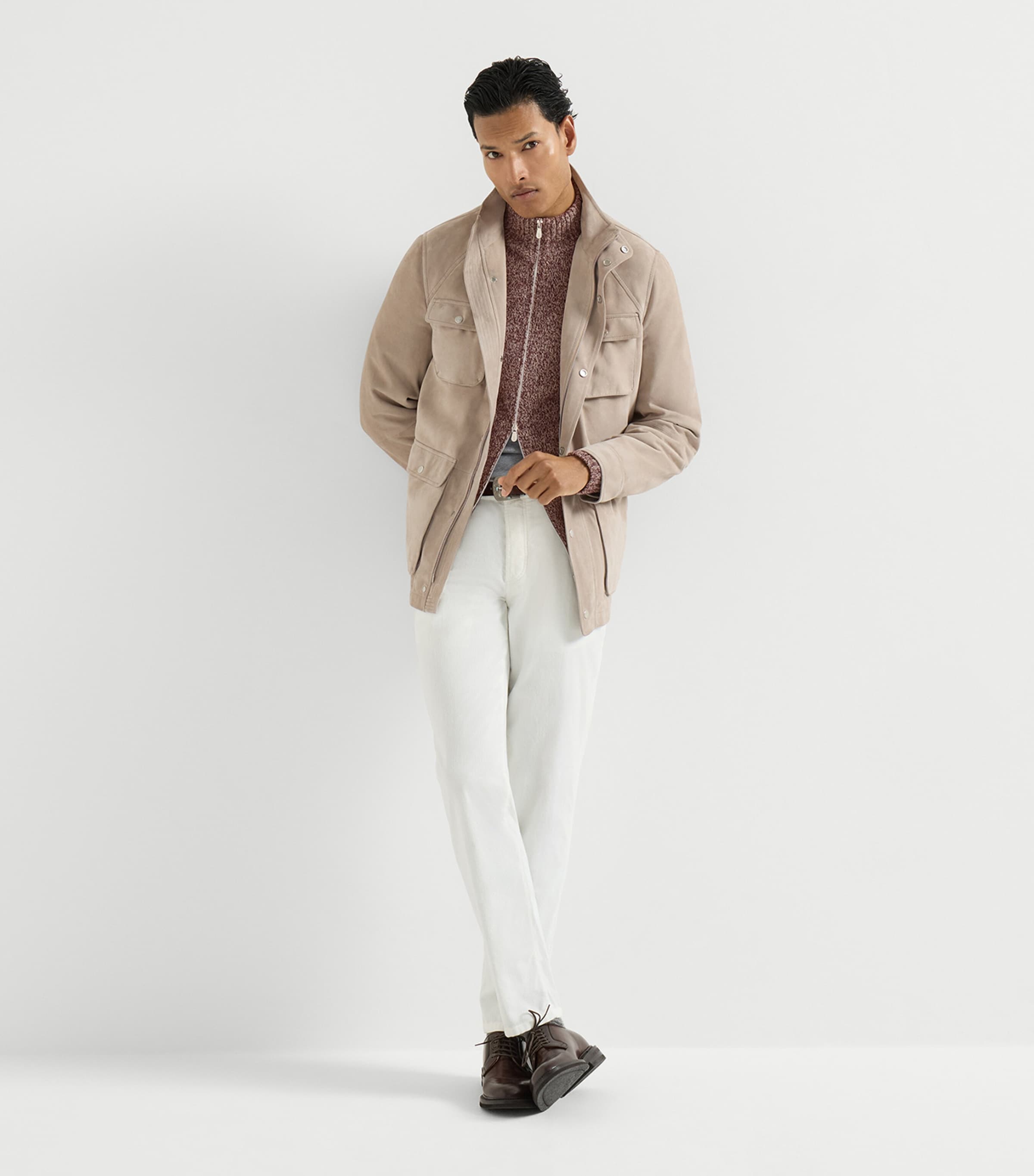 Brunello Cucinelli Mens Virgin Wool-Silk-Cashmere Cardigan Burgundy Image 5