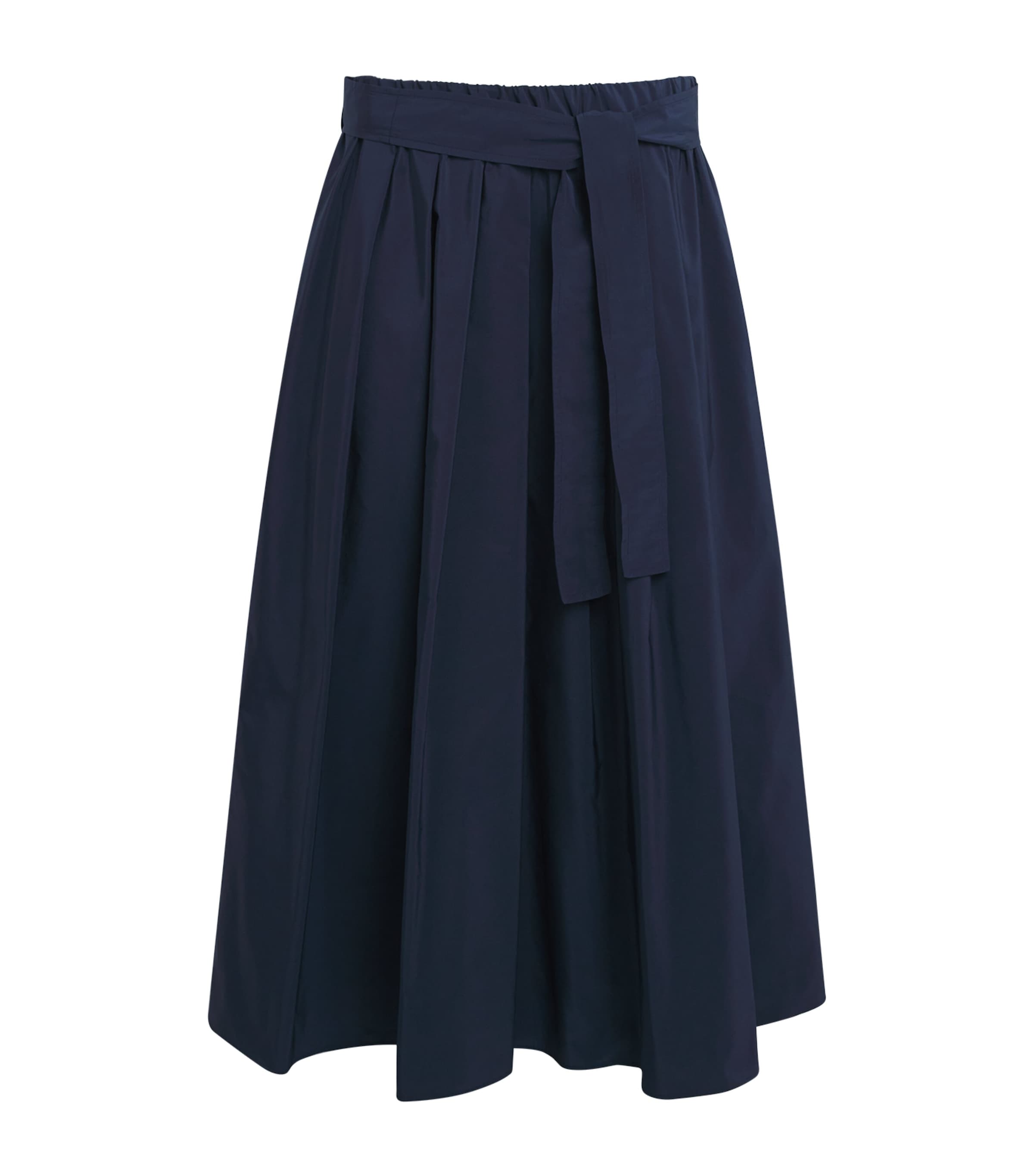 Taffeta Tie-Belt Midi Skirt NAVY Image 1