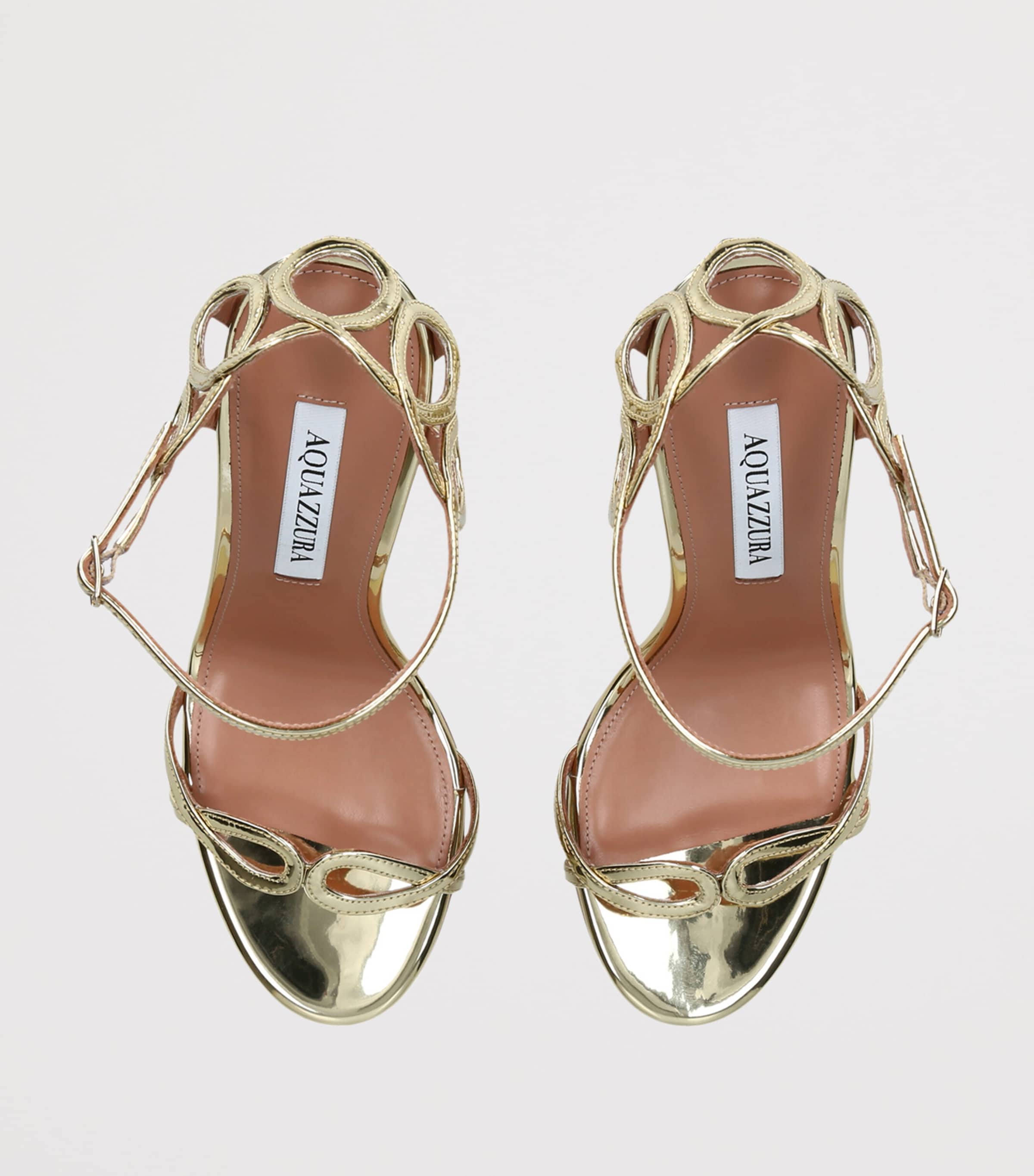 Aquazzura Metallic Leather Hula Heeled Sandals 105 Gold Image 4
