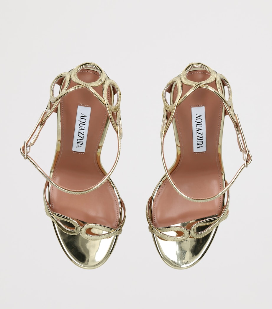 Aquazzura Metallic Leather Hula Heeled Sandals 105 Gold Image 4